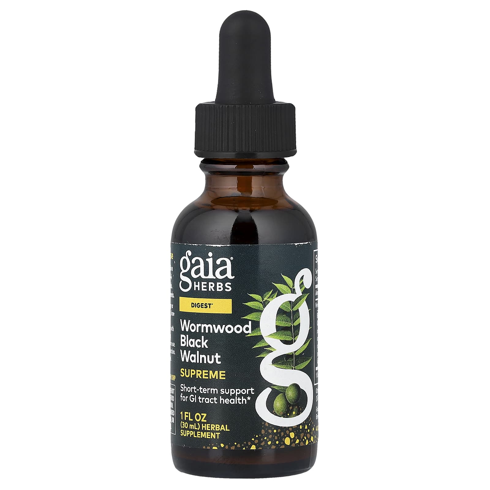 Gaia Herbs, Wormwood Black Walnut Supreme, 1 fl oz (30 ml) UPC 751063340007 | Hilife Vitamins