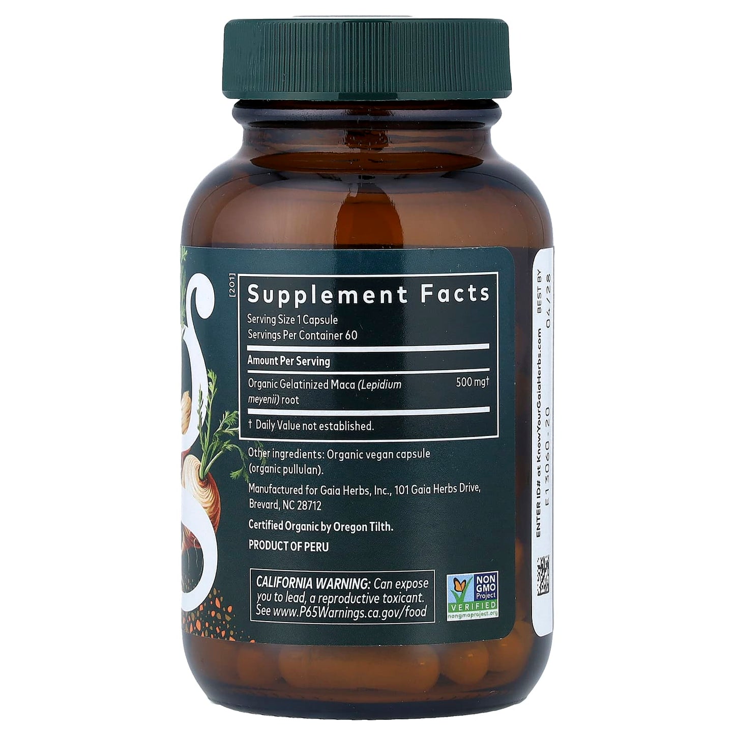 Gaia Herbs, Maca Root, 60 Vegan Capsules UPC 751063997539 | HiLife Vitamins