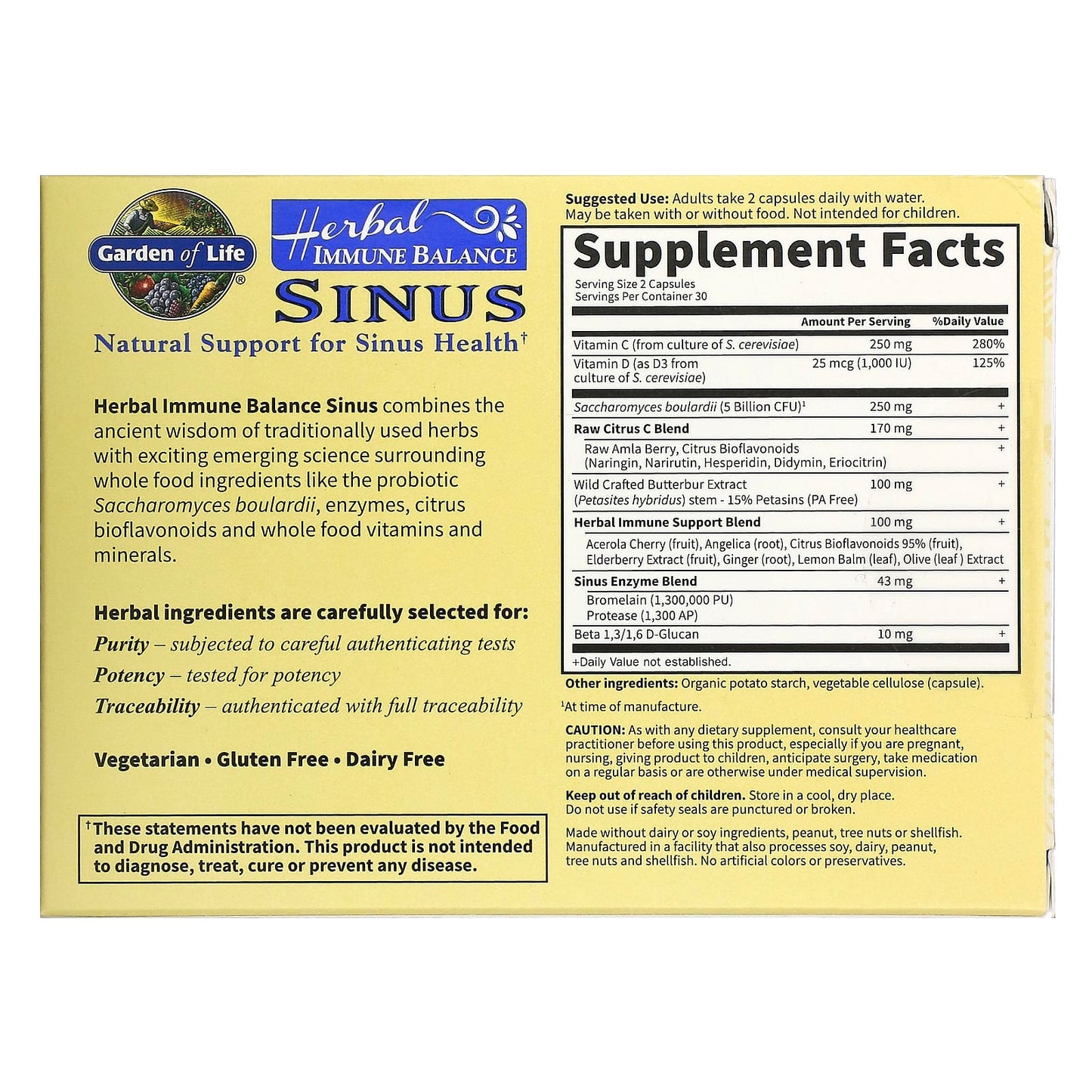 Garden of Life, Immune Balance Sinus, 60 Capsules UPC 658010115858 | HiLife Vitamins