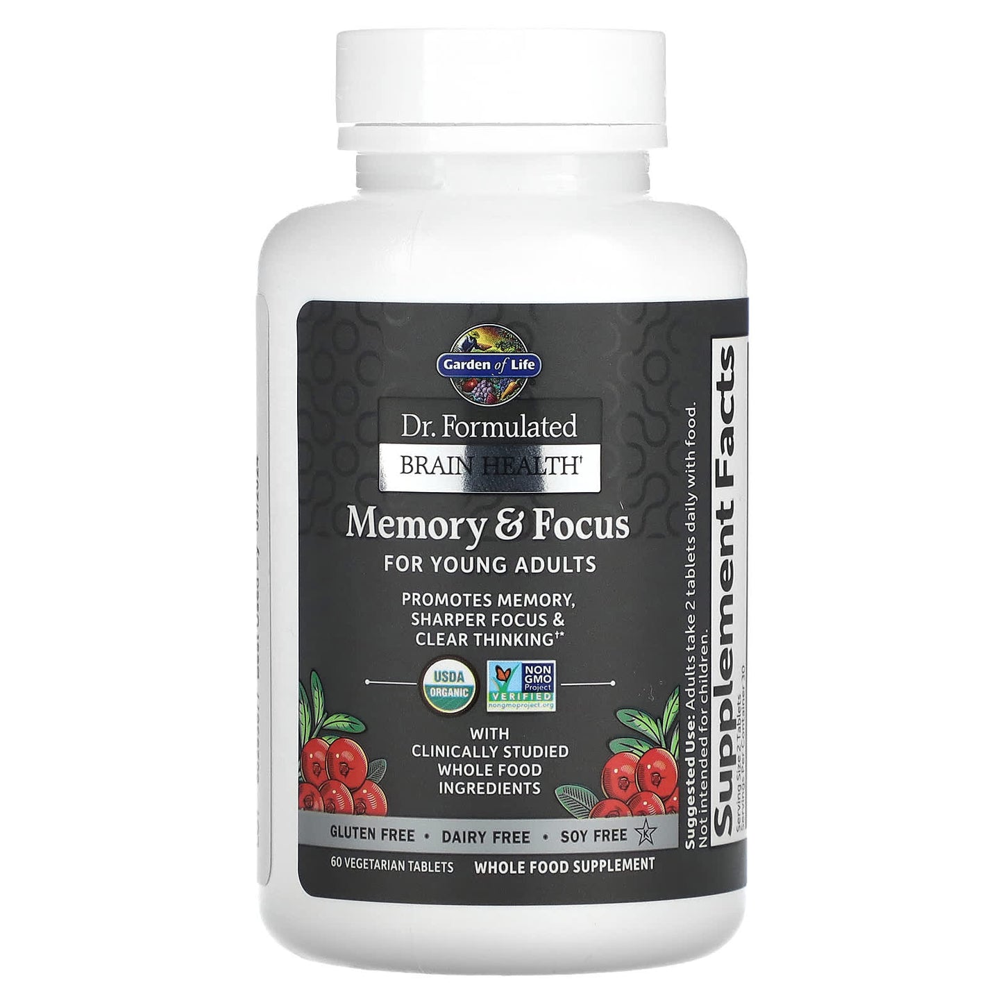 Garden of Life, Dr. Formulated Brain Health Organic Memory/Focus Young Adults, 60 Tablets UPC 658010121279 | HiLife Vitamins