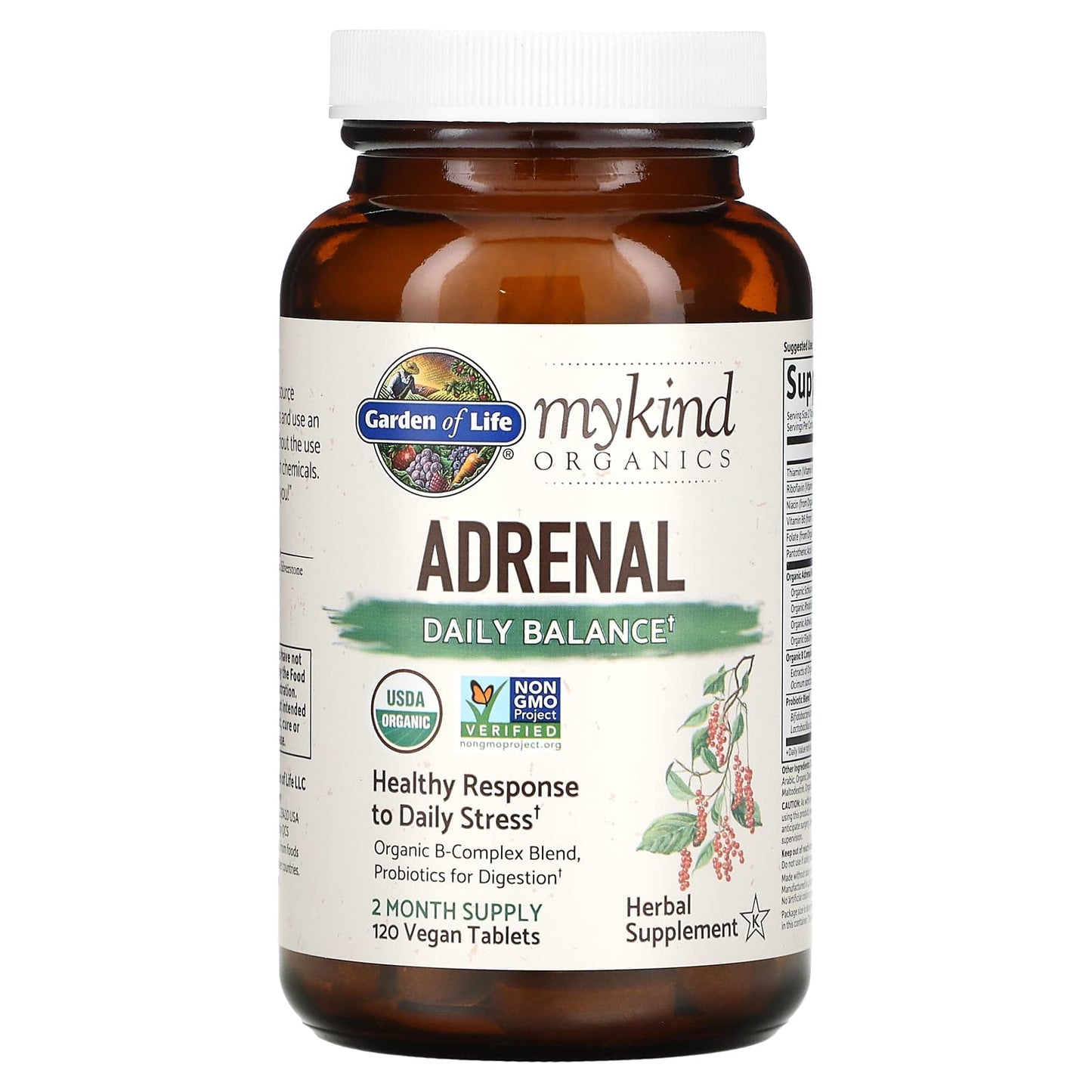 Garden of Life, Mykind Organics Herbal Adrenal, 120 Tablets UPC 658010121866 | HiLife Vitamins