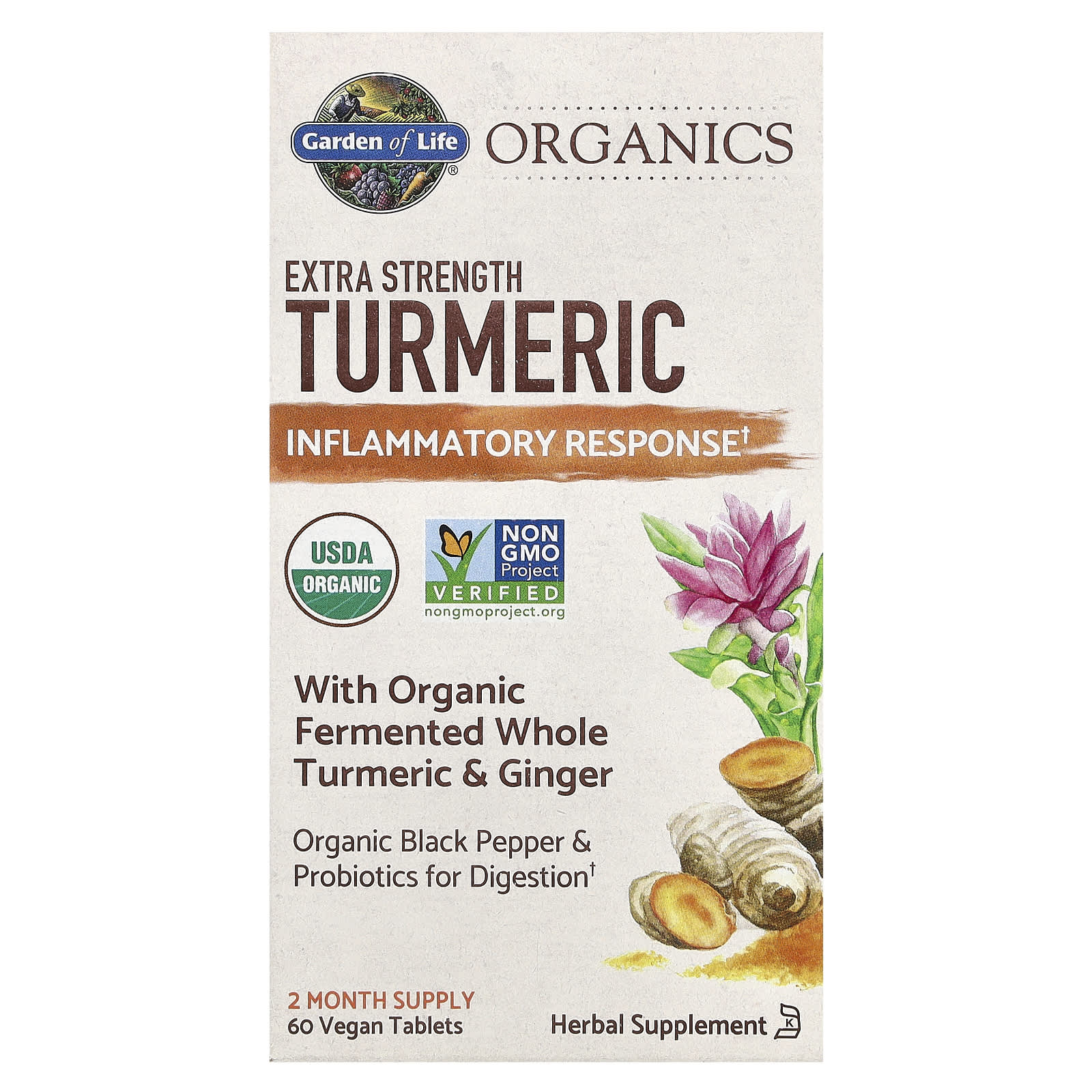 Garden of Life, MyKind Organics, Extra Strength Turmeric, Inflammatory Response, 60 Vegan Tablets UPC 658010121903 | HiLife Vitamins