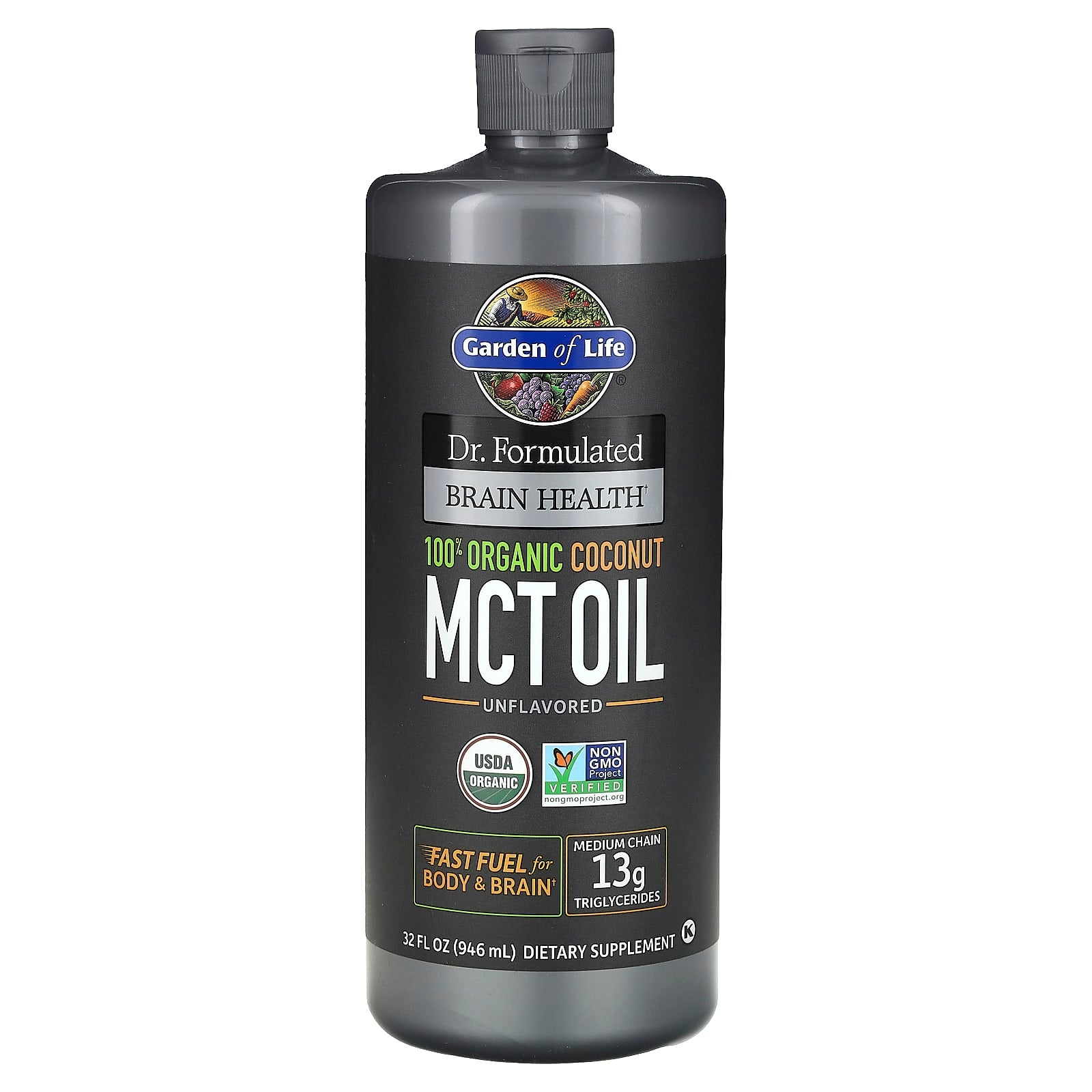 Garden of Life, Dr. Formulated Brain Health Organic Coconut Mct Oil, 32 Oz UPC 658010122238 | HiLife Vitamins