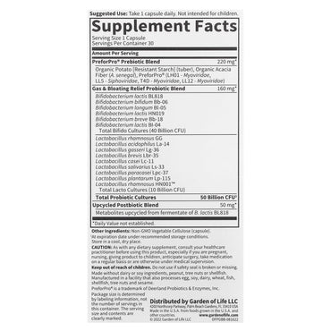 Garden of Life, Probiotics Gas & Bloating, 50 Billion, 30 Vegetarian Capsules UPC 658010131773 | HiLife Vitamins