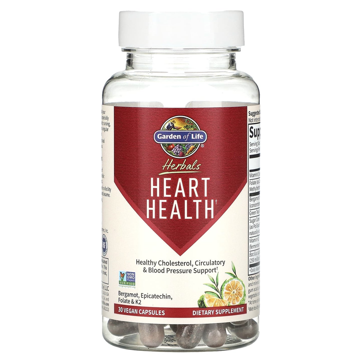 Garden of Life, Herbals, Heart Health, Sweet Citrus, 30 Vegan Capsules UPC 658010133920 | HiLife Vitamins