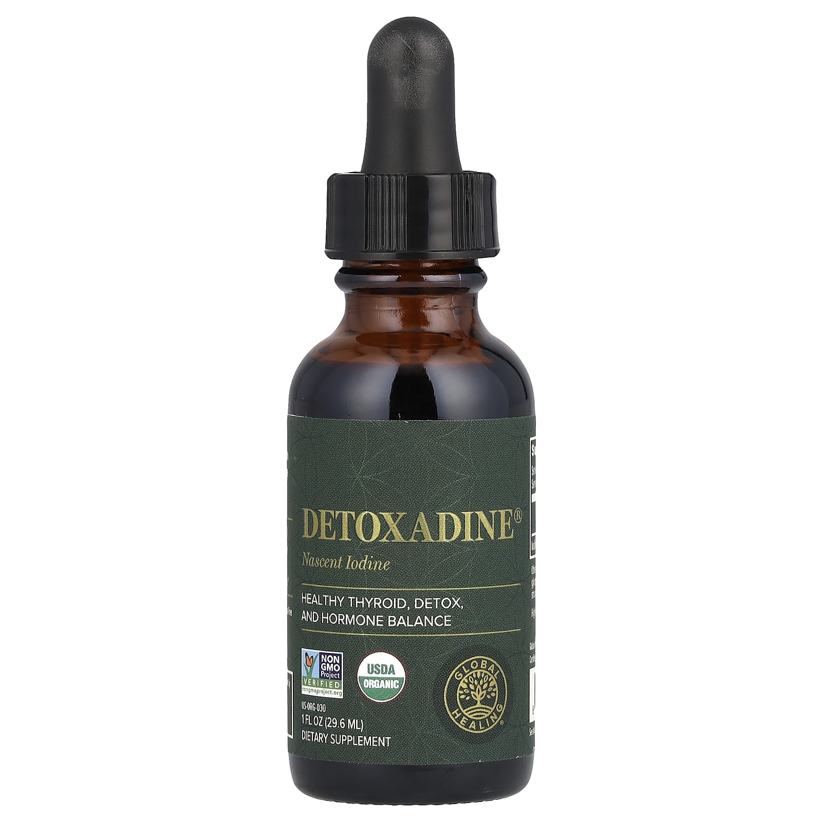 Global Healing, Detoxadine, Nascent Iodine, 1 fl oz (29.6 ml) (1,950 mcg per Serving) UPC 811839030133 | HiLife Vitamins