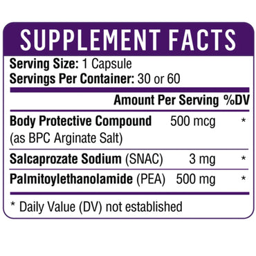 Healthgevity, BPC+PEA 500, 60 Capsules UPC 792105240114 | HiLife Vitamins