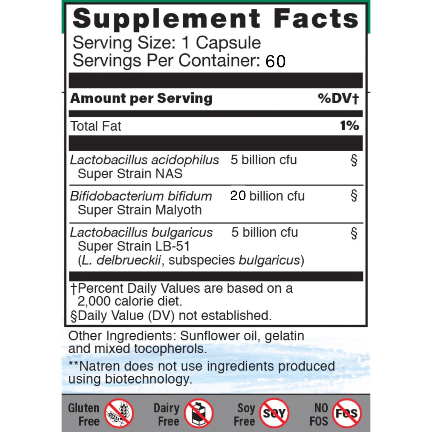 Natren, Healthy Trinity, Dairy Free, 60 Capsules UPC 052557600608 | HiLife Vitamins