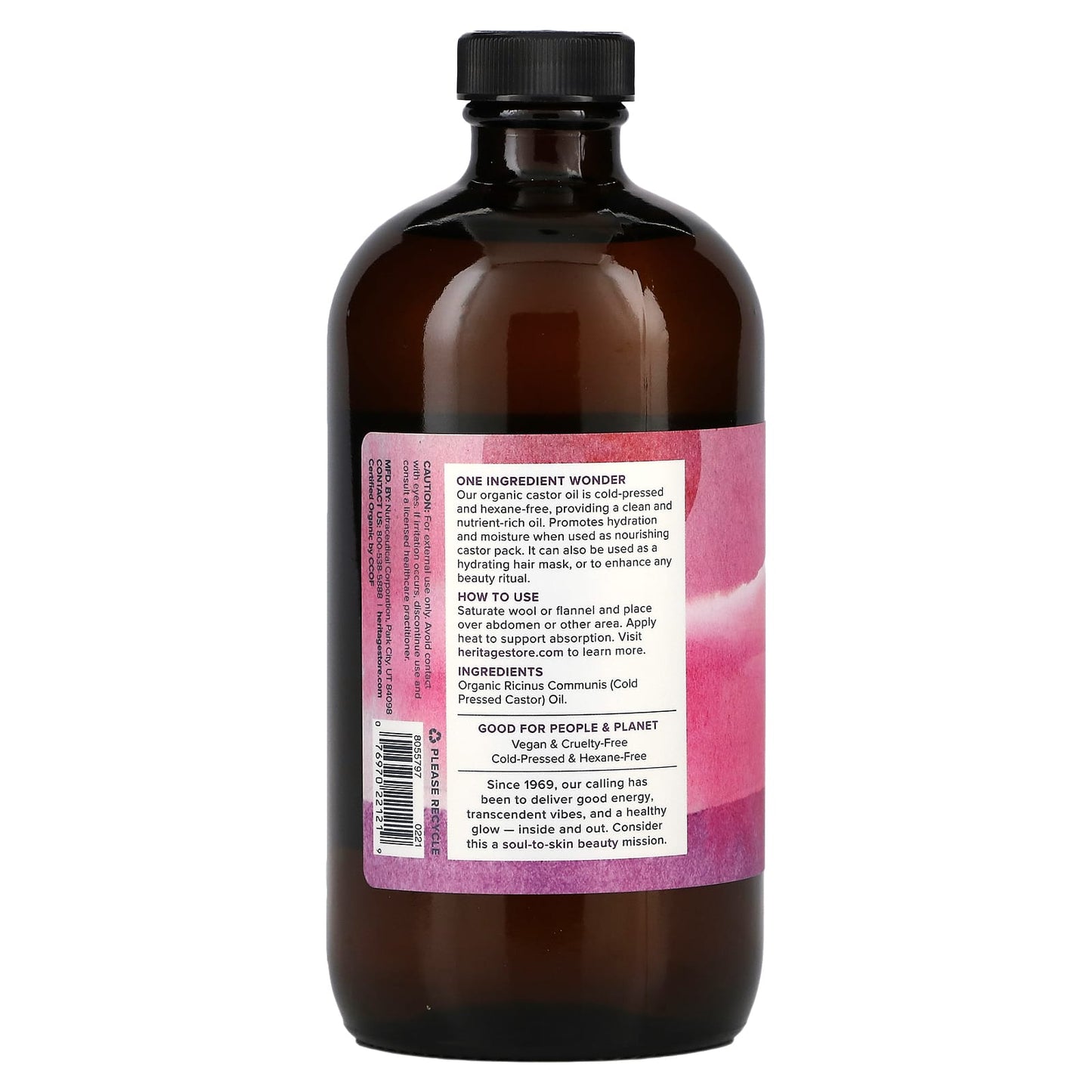 Heritage, Organic Castor Oil, 16 Oz UPC 076970221219 | HiLife Vitamins