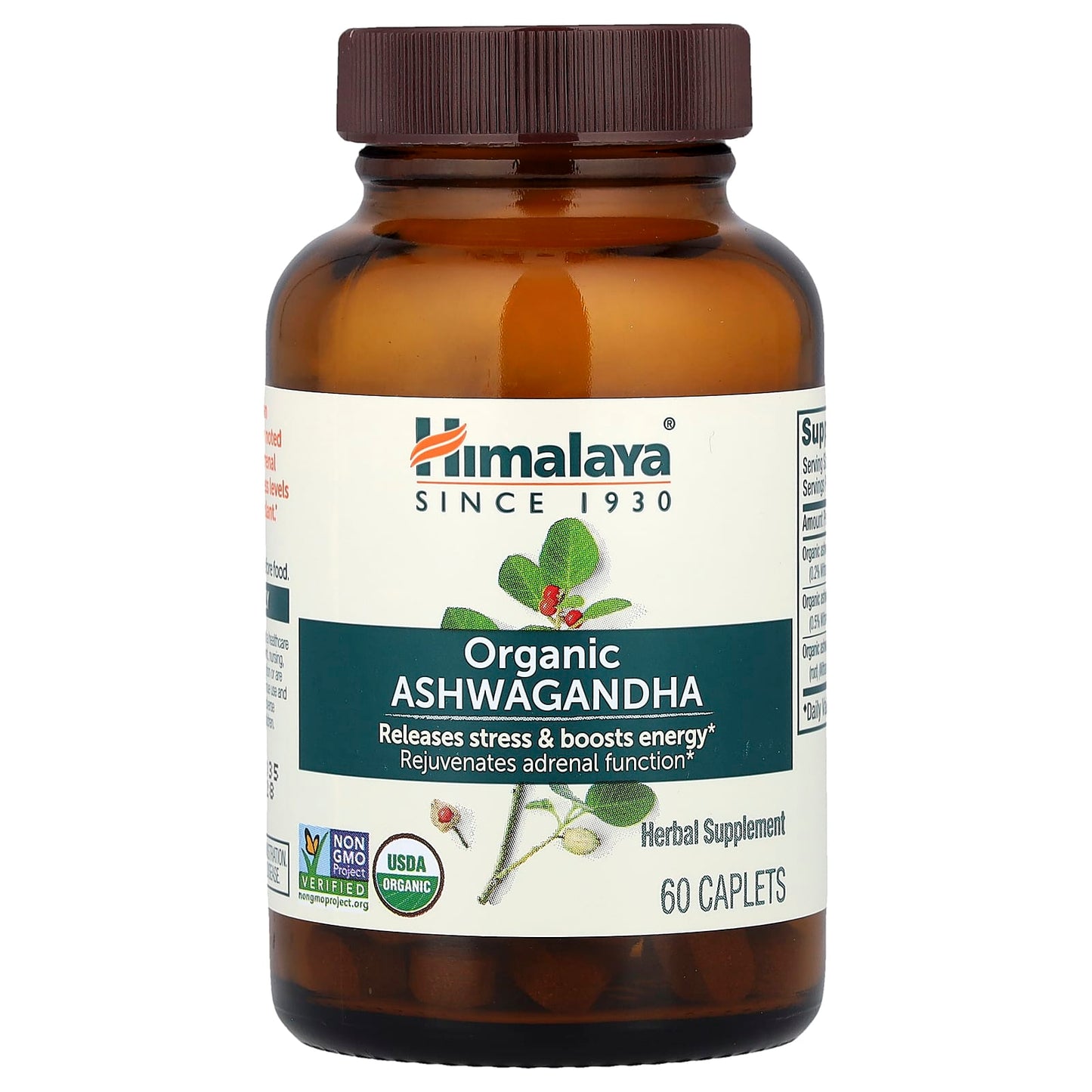 Himalaya, Organic Ashwagandha, 60 Caplets UPC 605069401012 | HiLife Vitamins