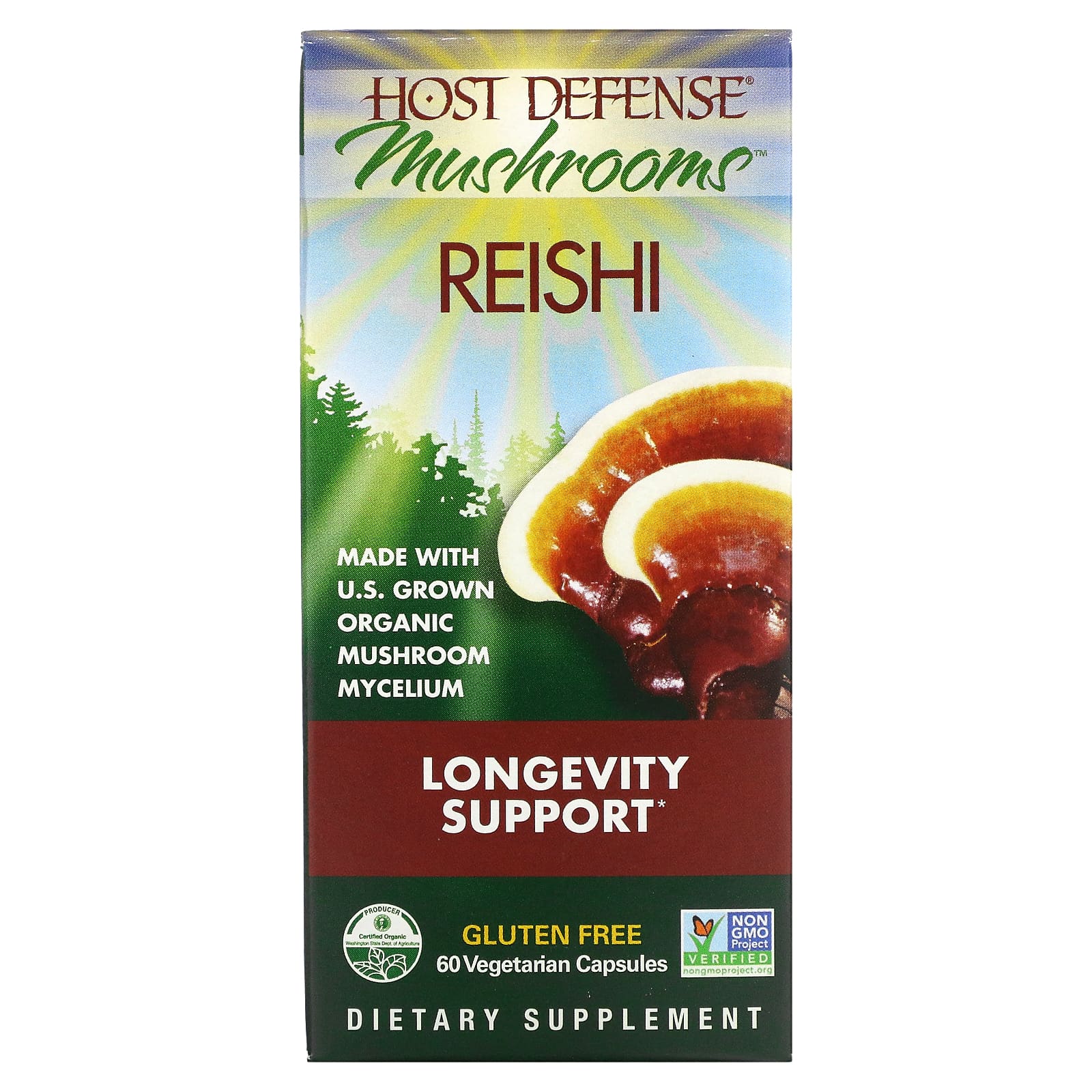 Host Defense, REISHI (Ganoderma lucidum), 60 Capsules UPC 633422030326 | HiLife Vitamins