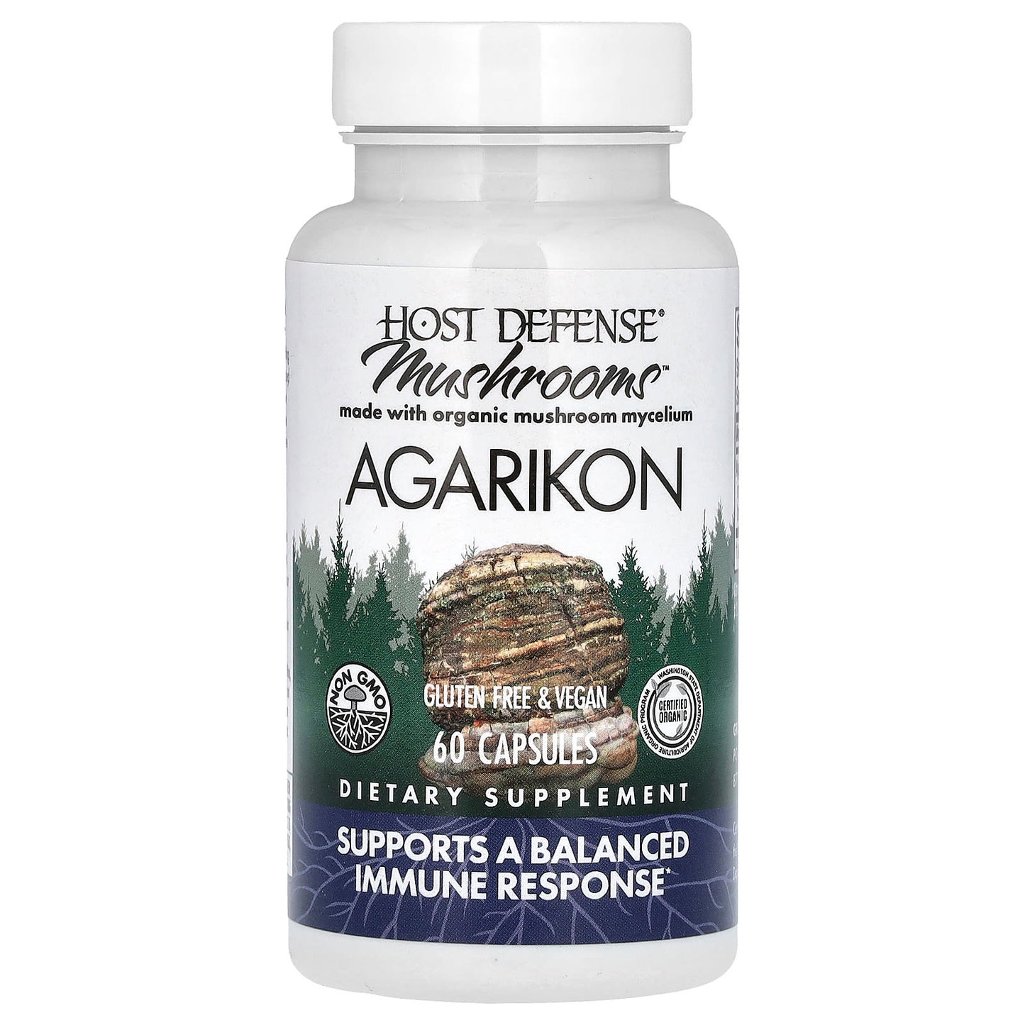 Host Defense, Mushrooms™, Agarikon (Fomitopsis officinalis, 60 Capsules UPC 633422031224 | HiLife Vitamins