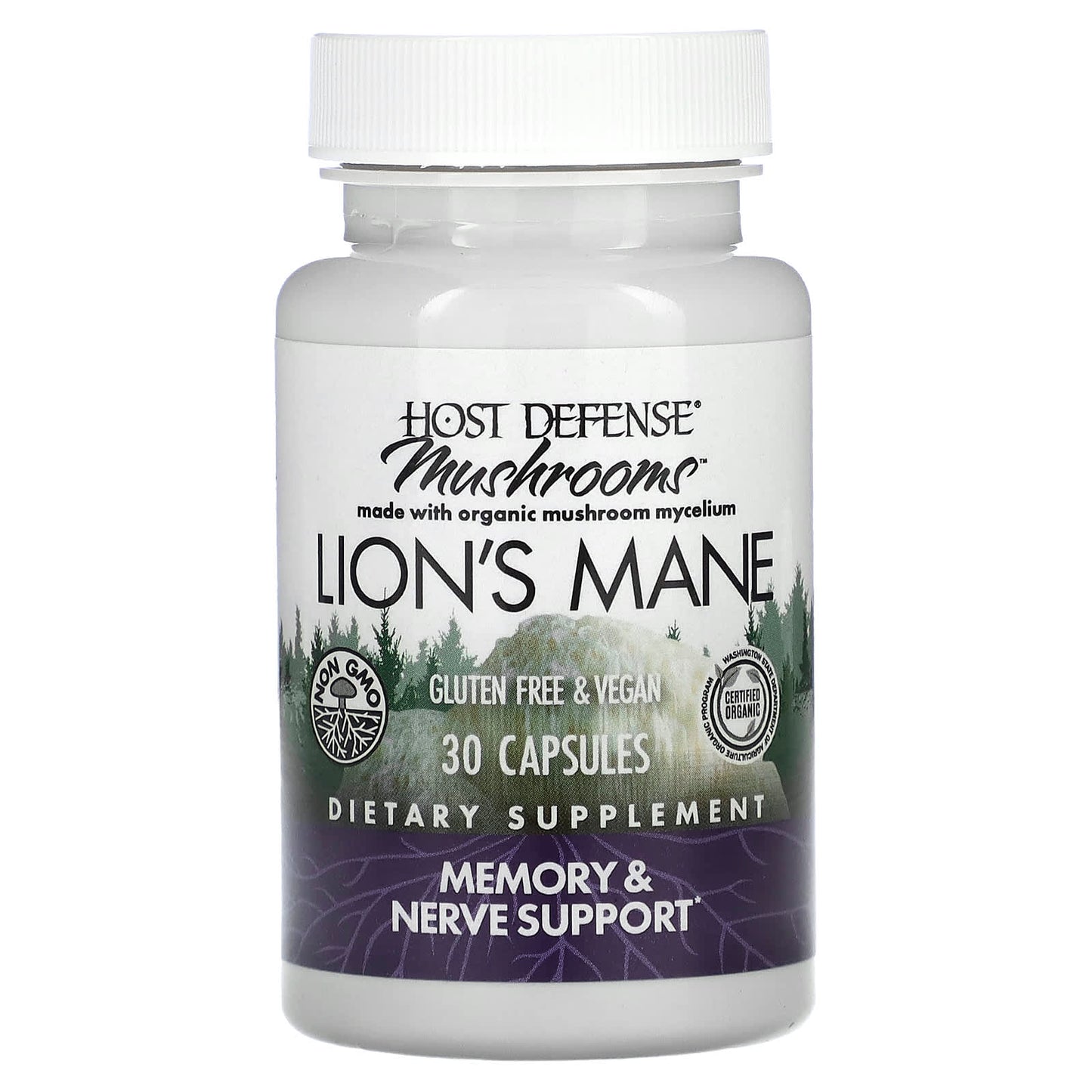 Host Defense, Lion's Mane, Memory & Nerve Support, 30 Vegetarian Capsules UPC 633422031613 | HiLife Vitamins