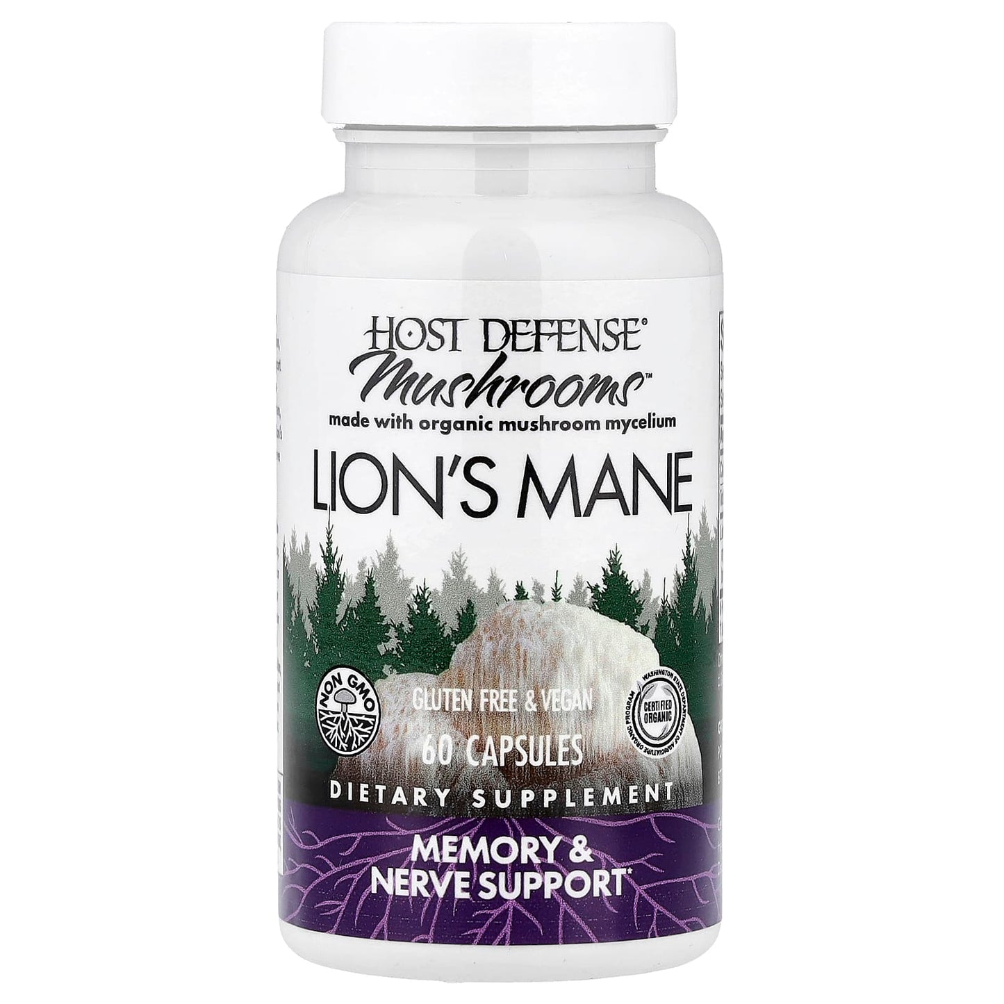 Host Defense, Lion's Mane, Memory & Nerve Support, 60 Vegetarian Capsules UPC 633422031620 | HiLife Vitamins
