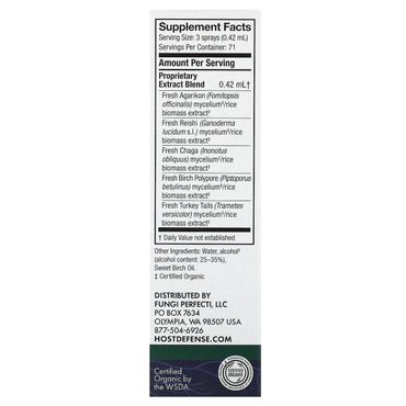 Host Defense, myco Shield immune support winter mist, 1 Oz UPC 633422261621 | HiLife Vitamins