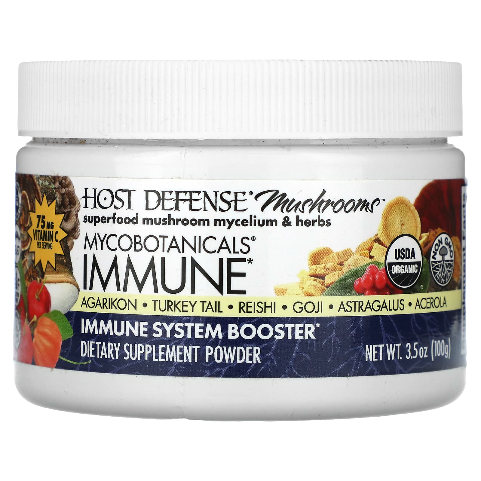 Host Defense, MycoBotanicals® Immune* Powder, 3.5 oz (100 g) UPC 633422323237 | HiLife Vitamins