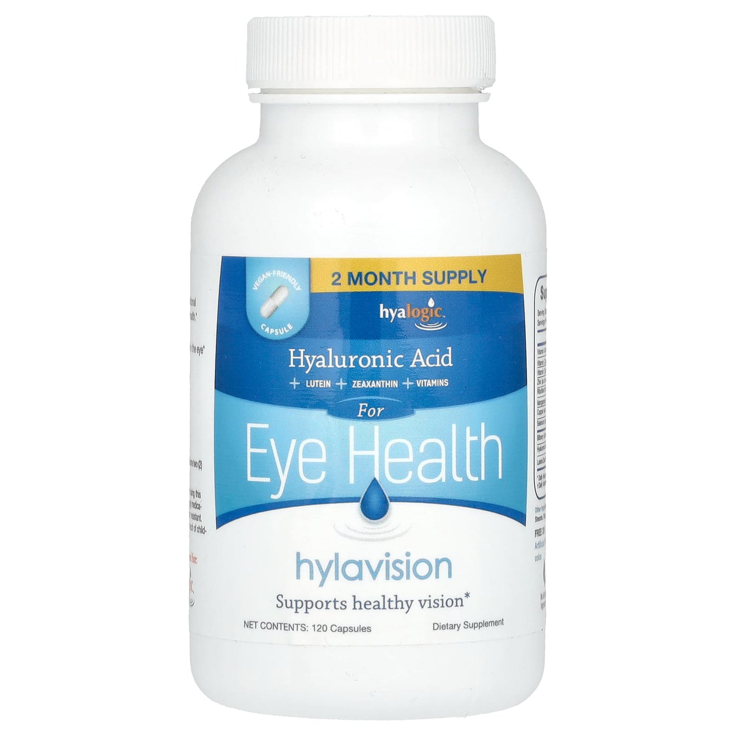 Hyalogic, Hylavision, Hyaluronic Acid + Lutein + Zeaxathin + Vitamins, 120 Capsules UPC 858259000254 | HiLife Vitamins