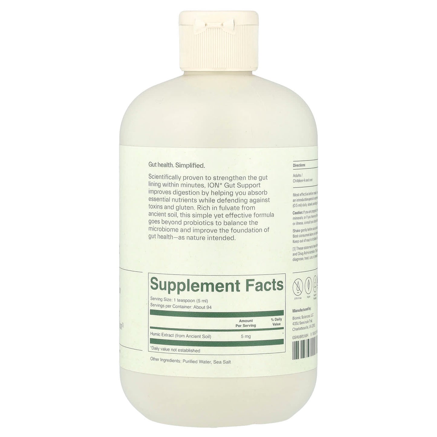 ION Intelligence of Nature, Gut Support, 16 fl oz (473 ml) liquid UPC 858562007407 | HiLife Vitamins