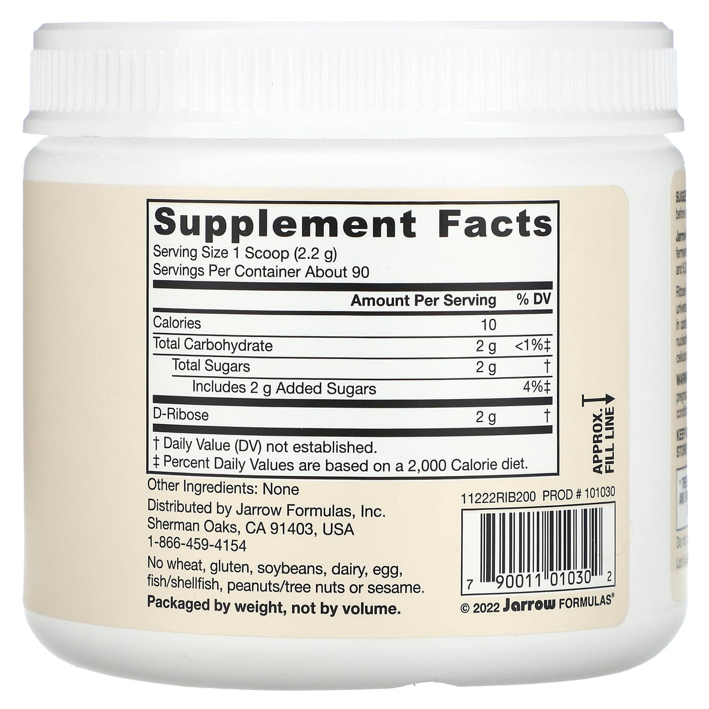 Jarrow Formulas, D-Ribose Powder, 200 GM UPC 790011010302 | HiLife Vitamins
