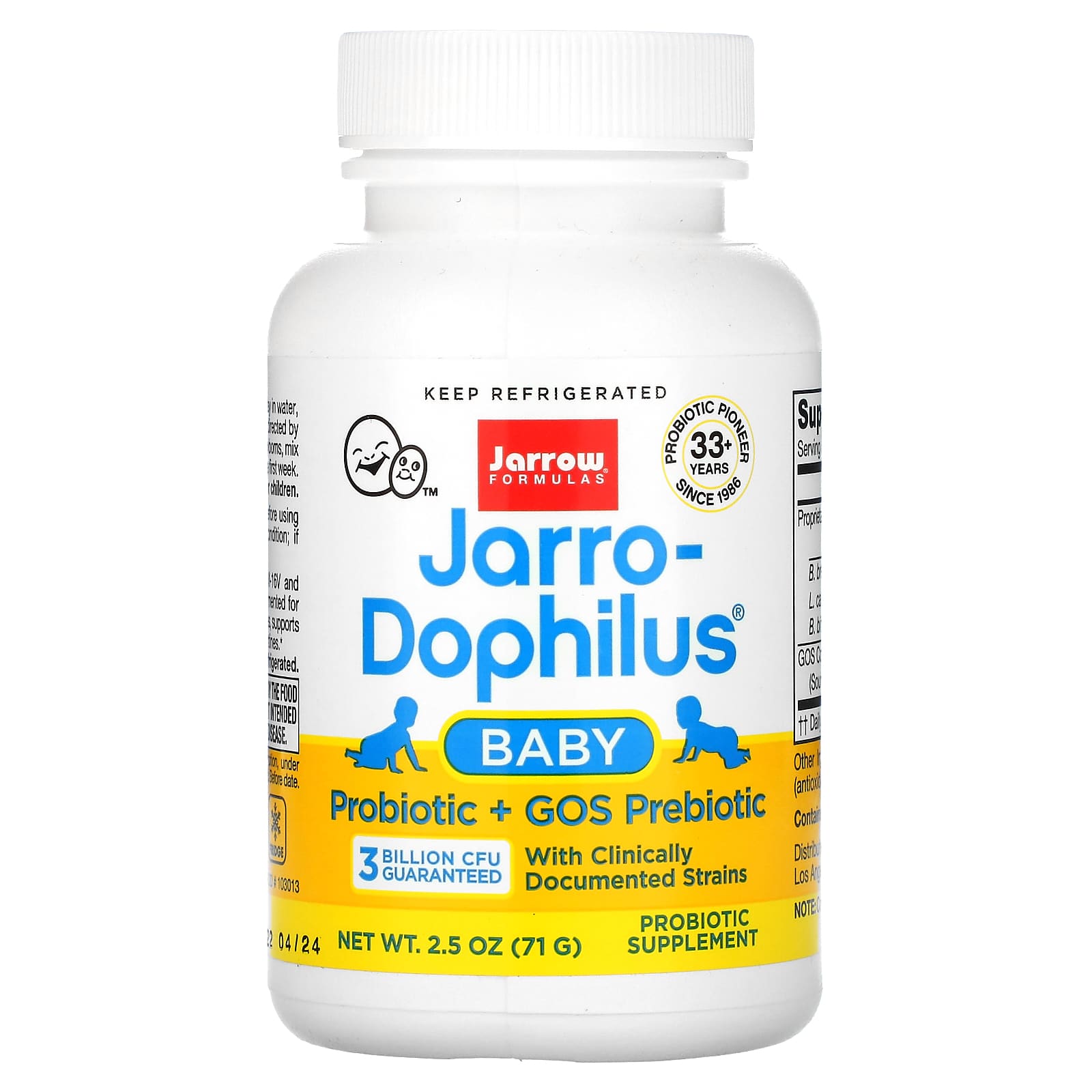 Jarrow Formulas, Baby's Jarro Dophilus + GOS, 2.5oz, 2.5 OZ UPC 790011030133 | HiLife Vitamins