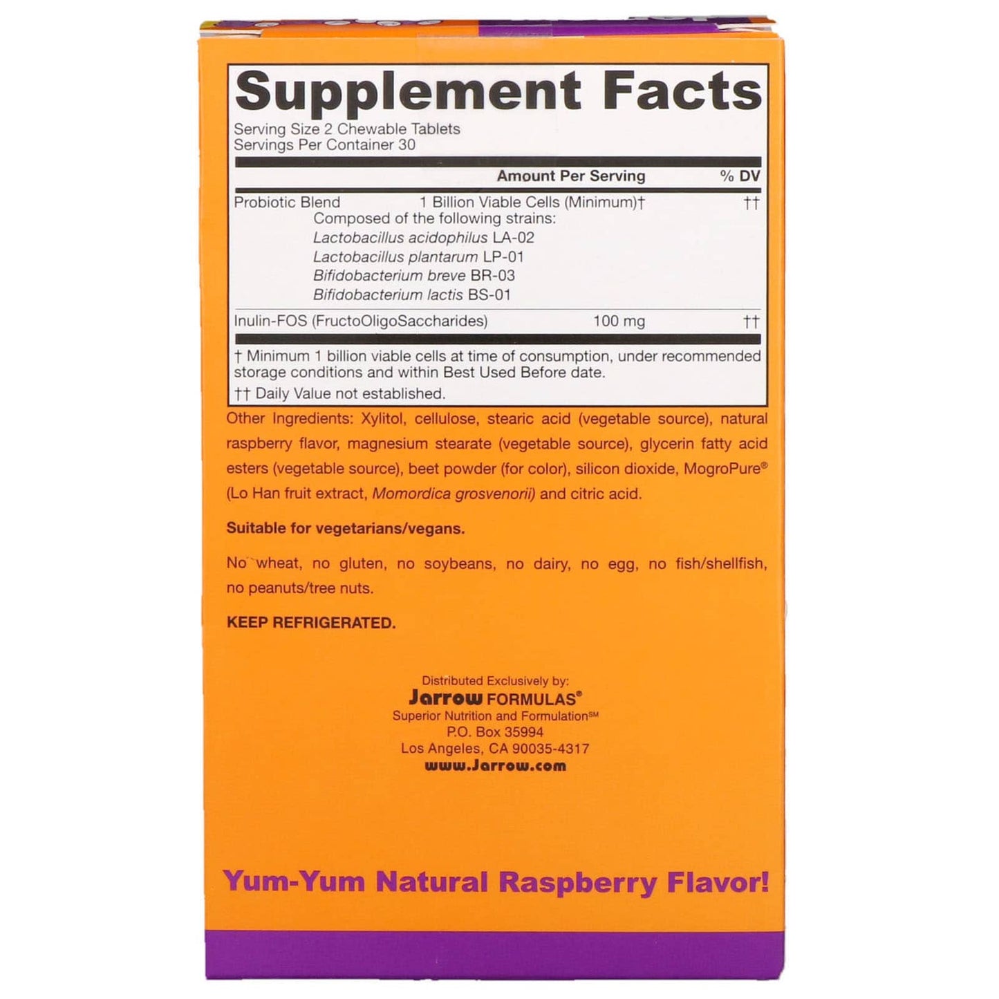 Jarrow Formulas, Yum-Yum Dophilus Sugar-Free!, Natural R, 60 Tablets UPC 790011030218 | HiLife Vitamins