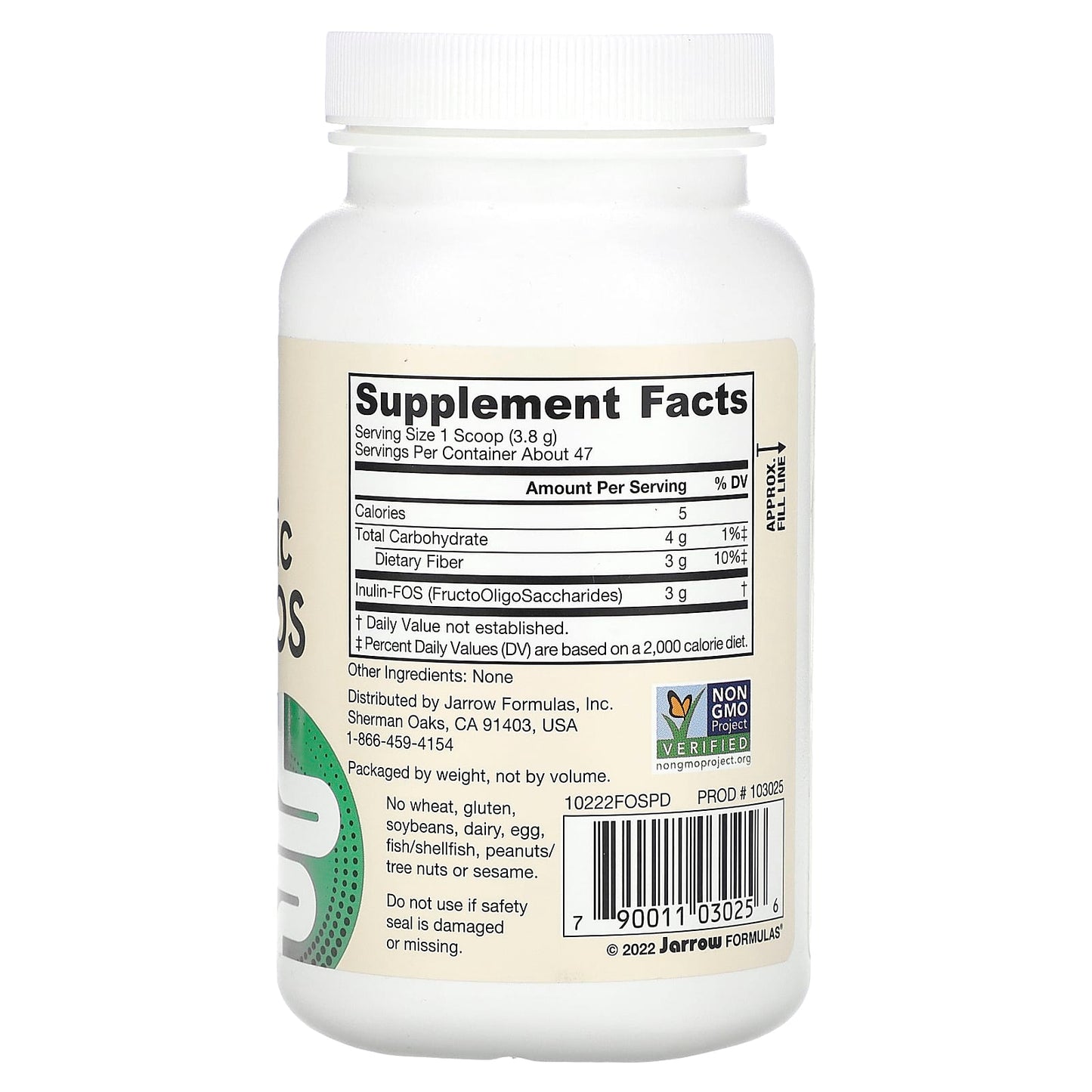 Jarrow Formulas, Prebiotic Inulin-FOS Powder, 180 GM UPC 790011030256 | HiLife Vitamins