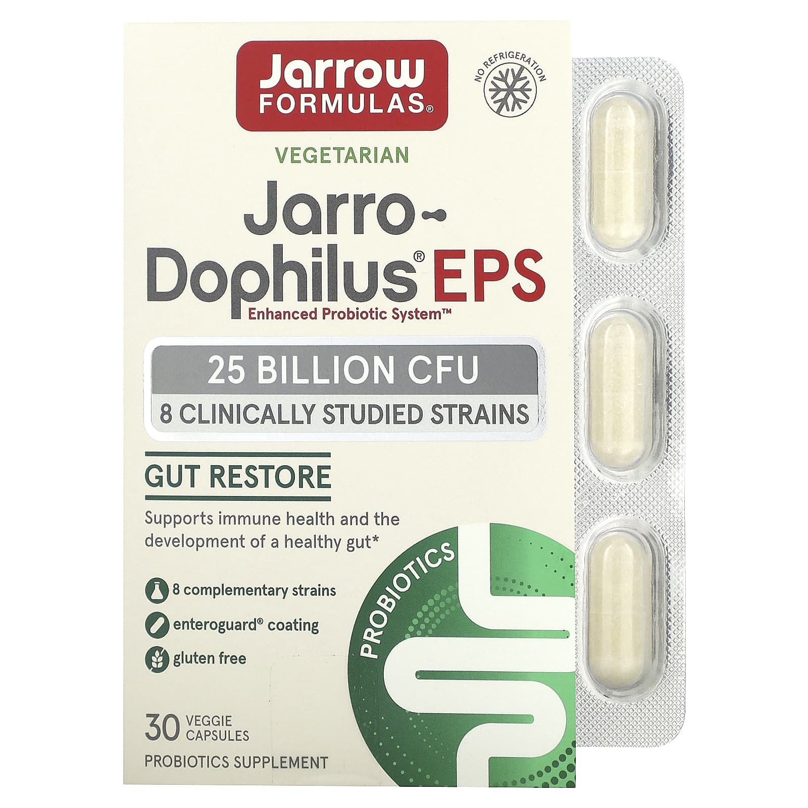 Jarrow Formulas, Jarro-Dophilus EPS, 25 Billion CFU, 30 Veggie Caps UPC 790011030409 | HiLife Vitamins