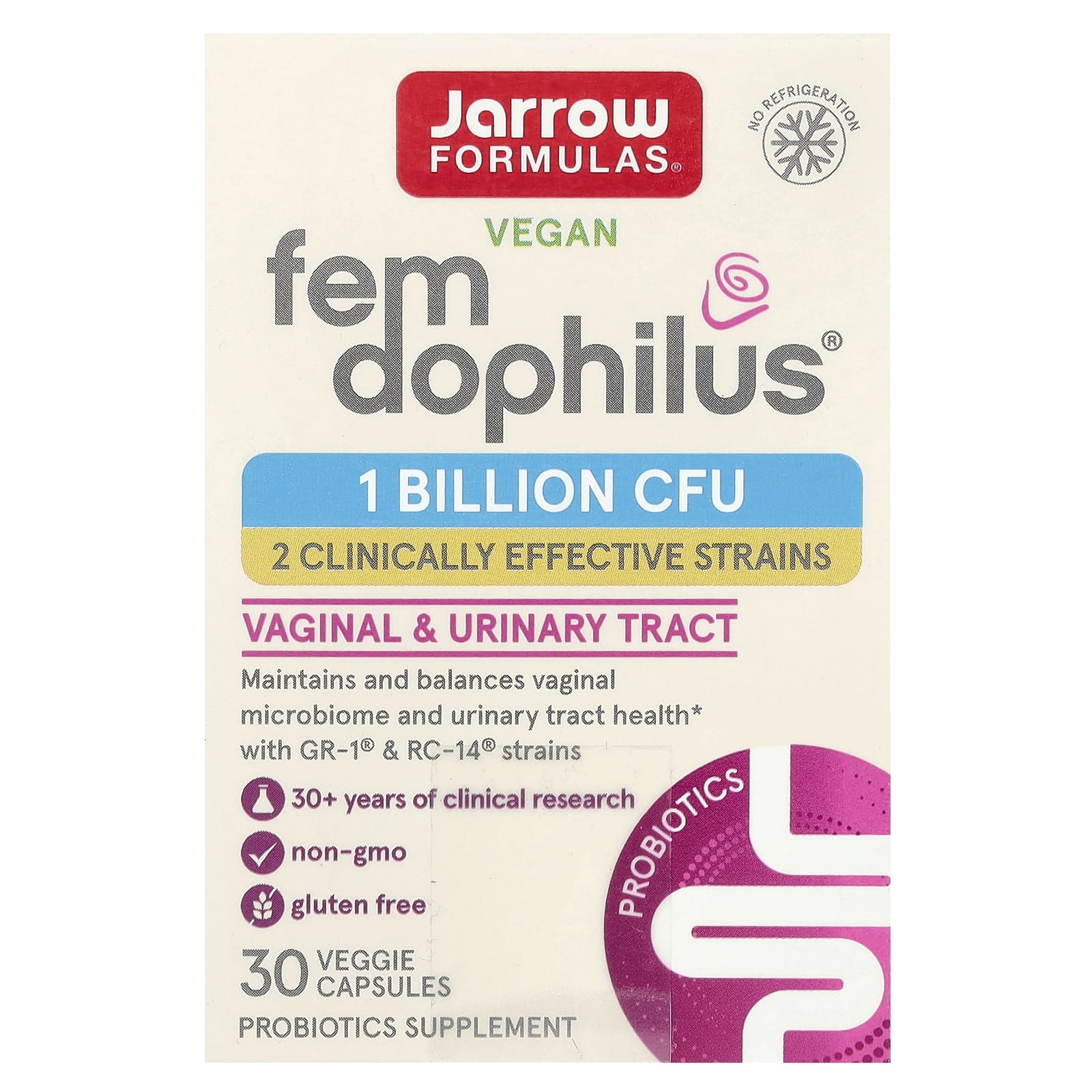 Jarrow Formulas, Women's Fem Dophilus, 30 Veggie Caps UPC 790011030416 | HiLife Vitamins