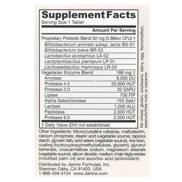 Jarrow Formulas, Jarro-Dophilus Digest Sure Probiotic, 30 Bilayer Tablets UPC 790011030669 | HiLife Vitamins