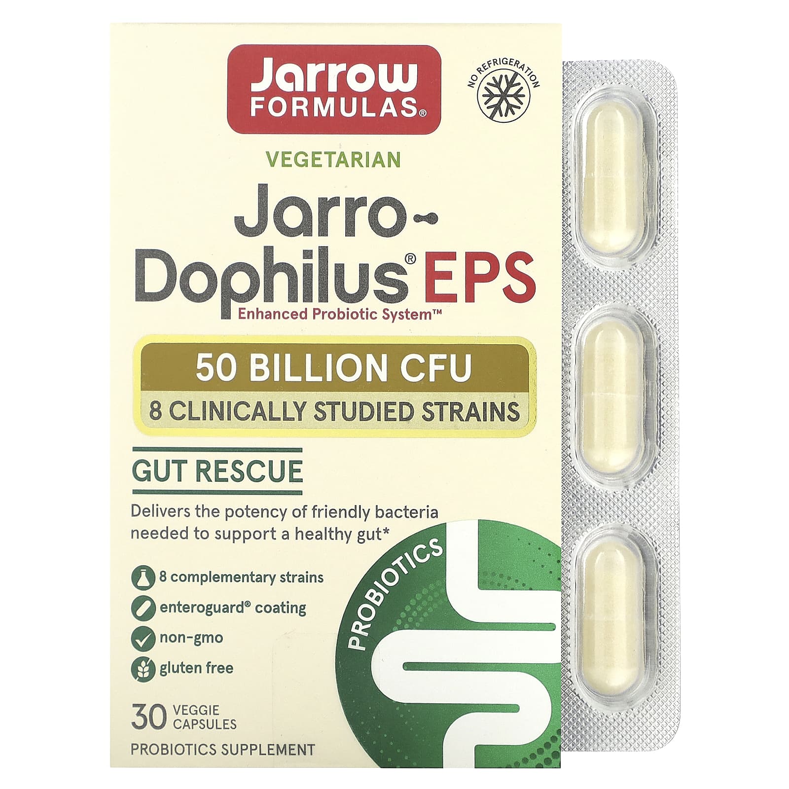 Jarrow Formulas, Jarro-Dophilus EPS, 50 Billion, 30 Veggie Caps UPC 790011030713 | HiLife Vitamins