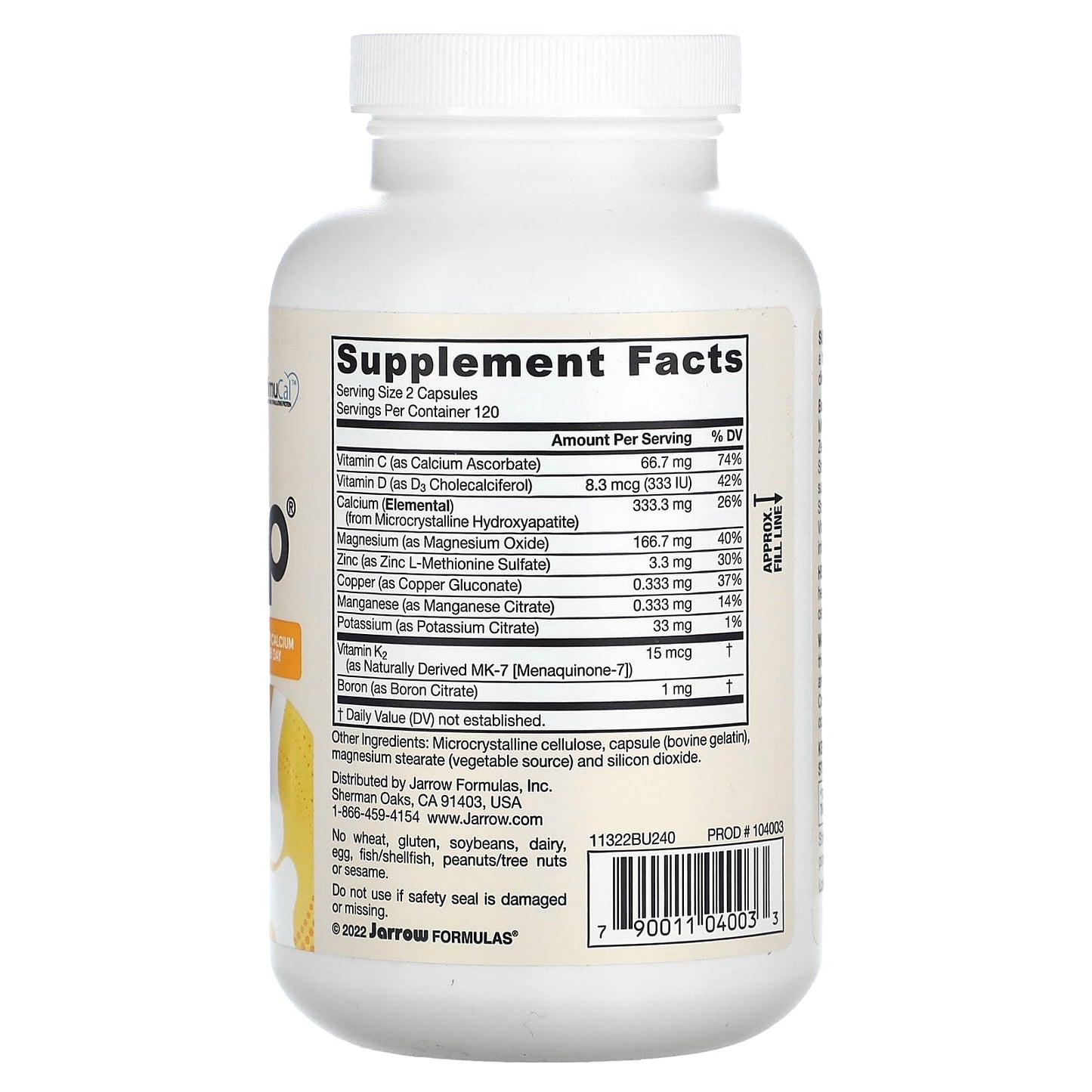 Jarrow Formulas, Bone-Up, 240 Capsules UPC 790011040033 | HiLife Vitamins