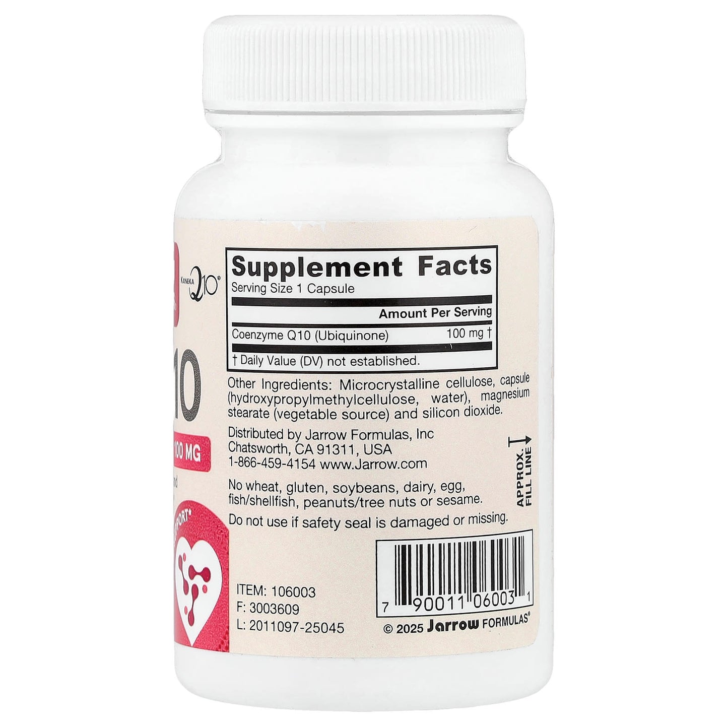 Jarrow Formulas, Co-Q10, 100 mg, 60 Capsules UPC 790011060031 | HiLife Vitamins