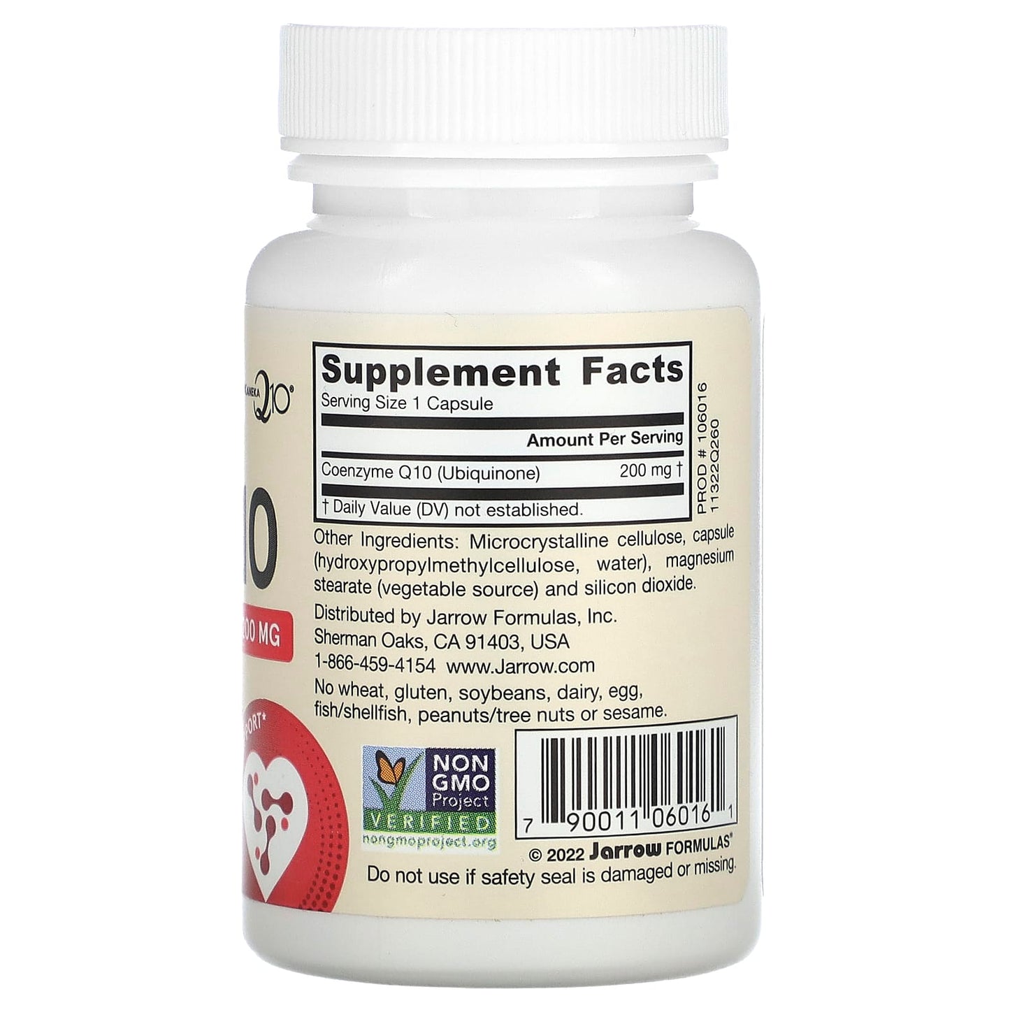 Jarrow Formulas, Co-Q10, 200 mg, 60 Capsules UPC 790011060161 | HiLife Vitamins