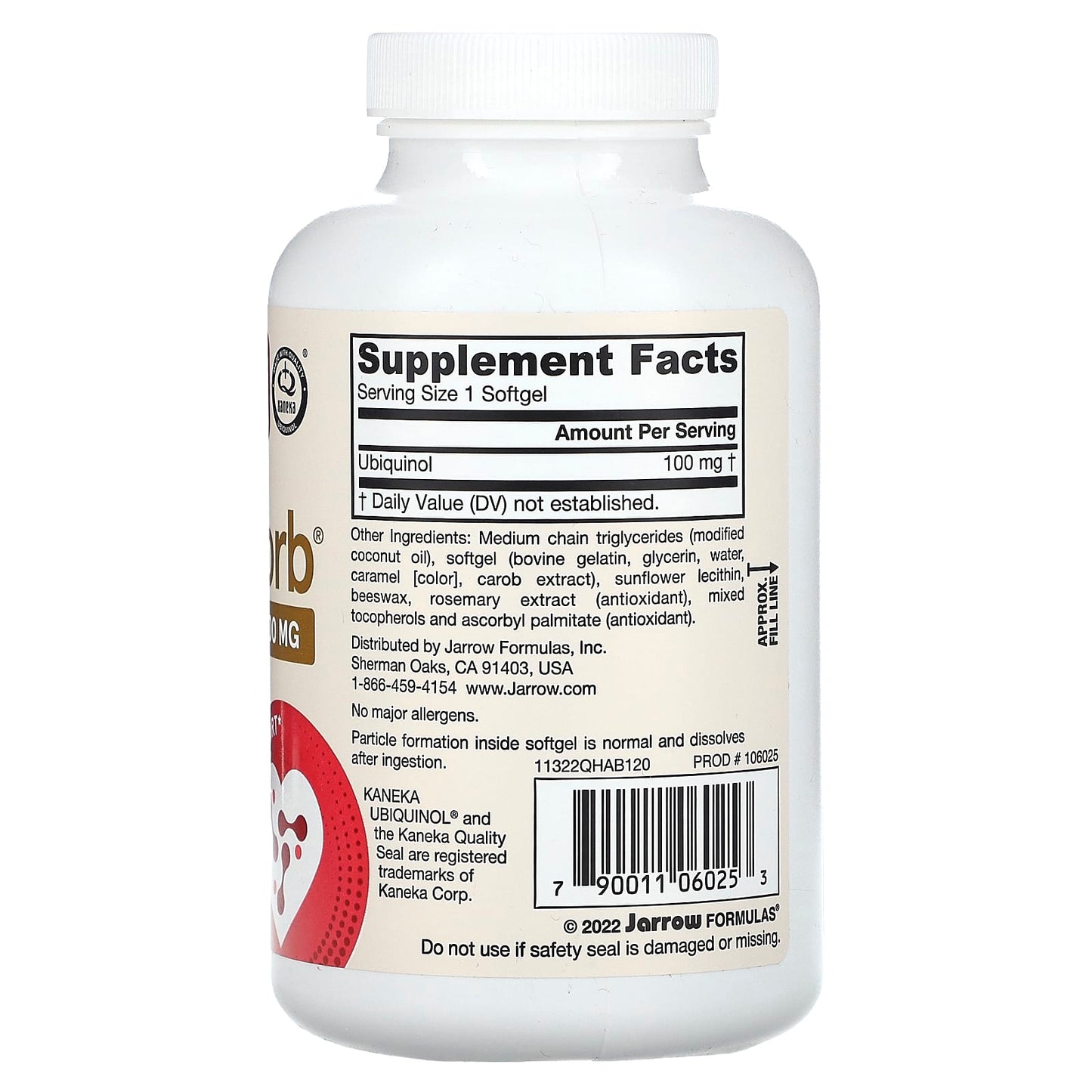 Jarrow Formulas, Ubiquinol, QH-Absorb, 100 mg, 120 Softgels UPC 790011060253 | HiLife Vitamins