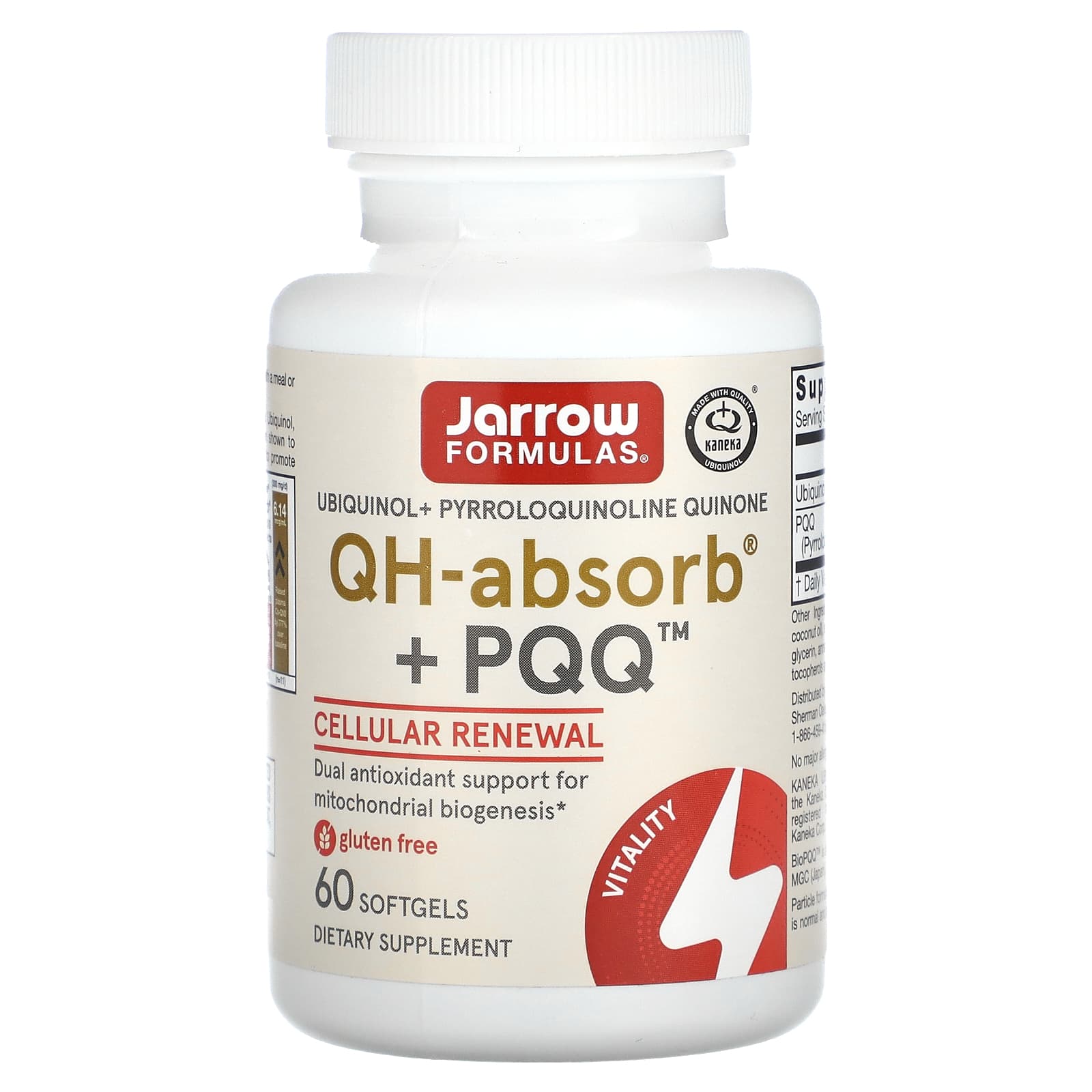 Jarrow Formulas, Qh + Pqq Ubiquinol + Pyrroloquinoline Quinone, 60 Softgels UPC 790011060284 | HiLife Vitamins