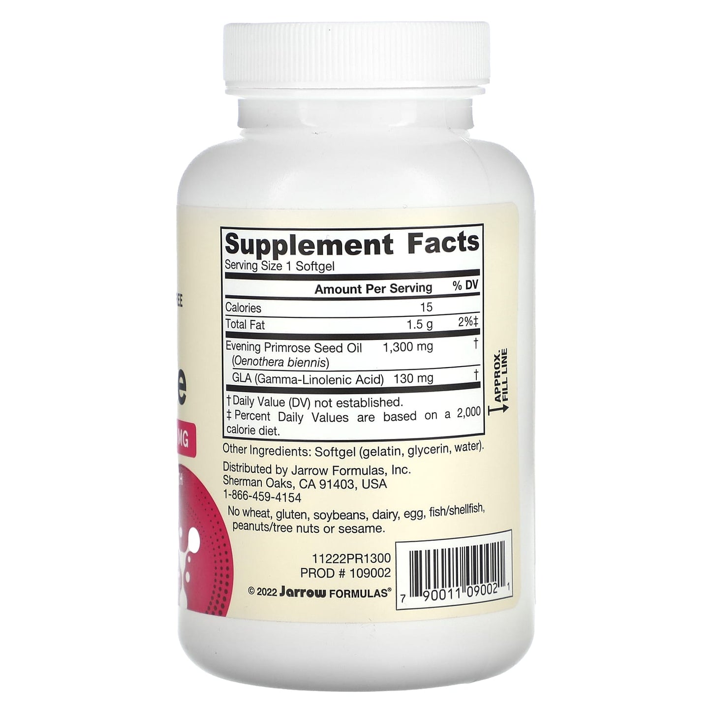 Jarrow Formulas, Evening Primrose, 1300 mg, 60 Softgels UPC 790011090021 | HiLife Vitamins