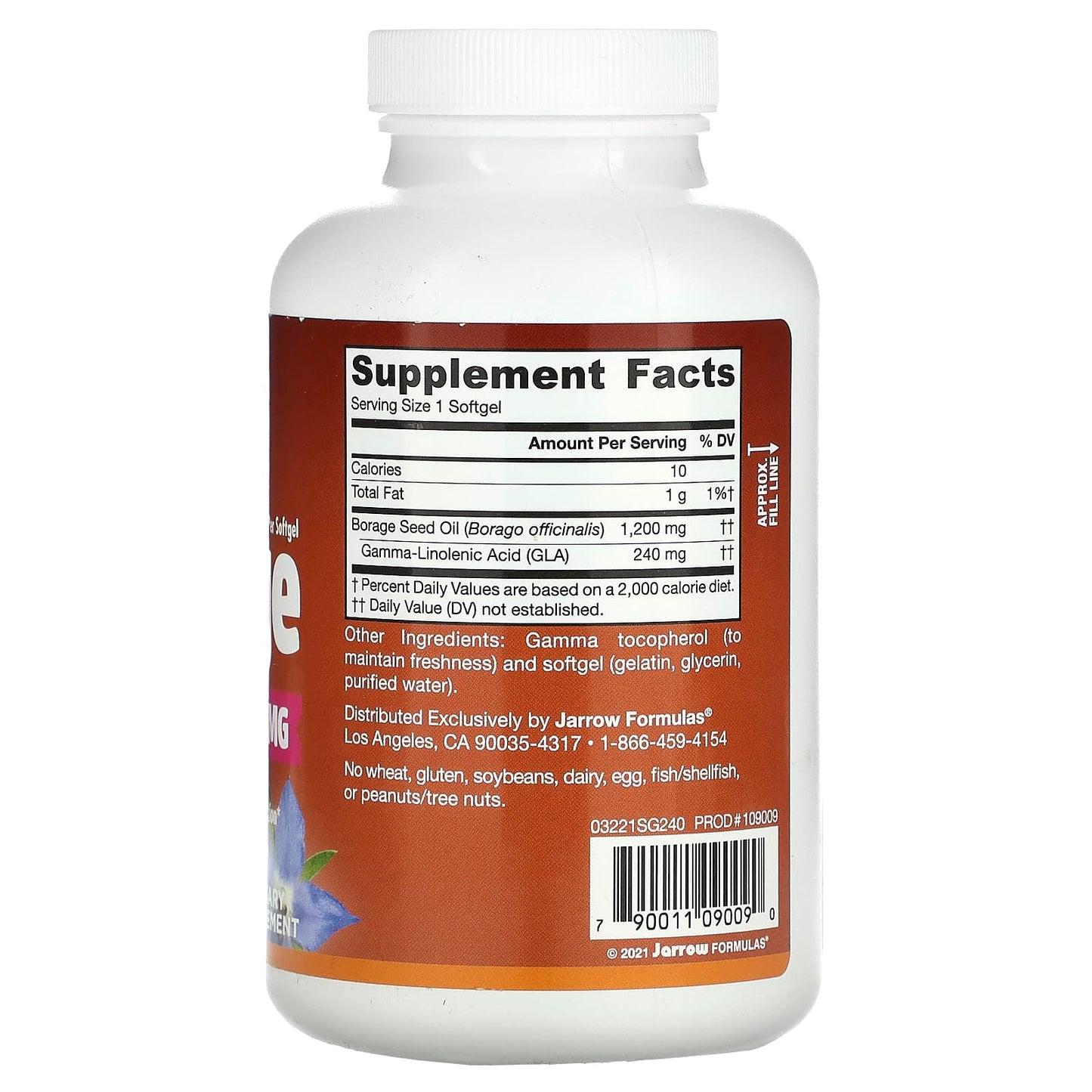 Jarrow Formulas, Borage, GLA-240, 1200 mg, 120 Softgels UPC 790011090090 | HiLife Vitamins