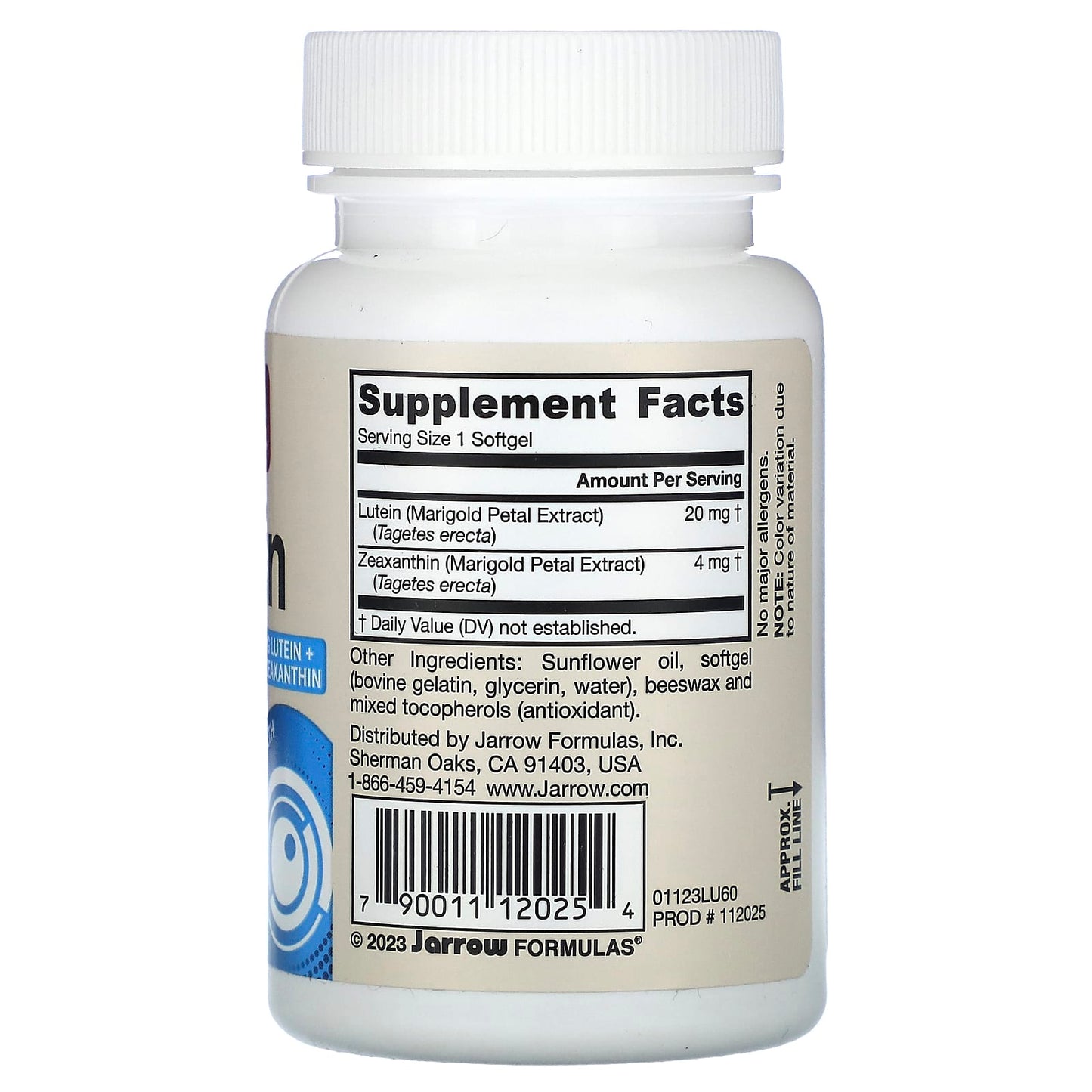 Jarrow Formulas, Lutein, 20 mg, 60 Softgels UPC 790011120254 | HiLife Vitamins