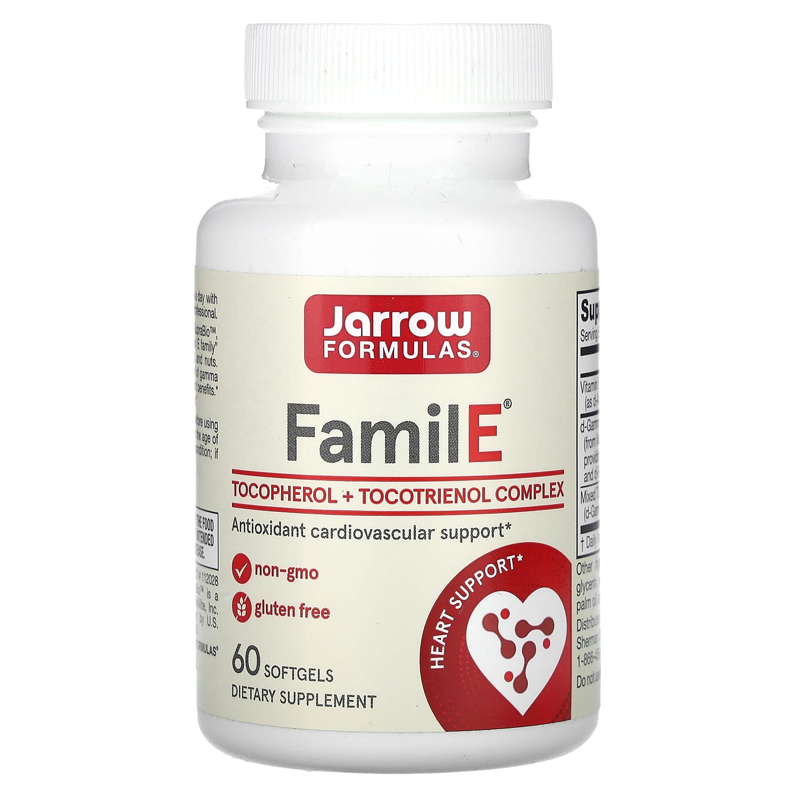 Jarrow Formulas, Famil-E, 60 Softgels UPC 790011120285 | HiLife Vitamins