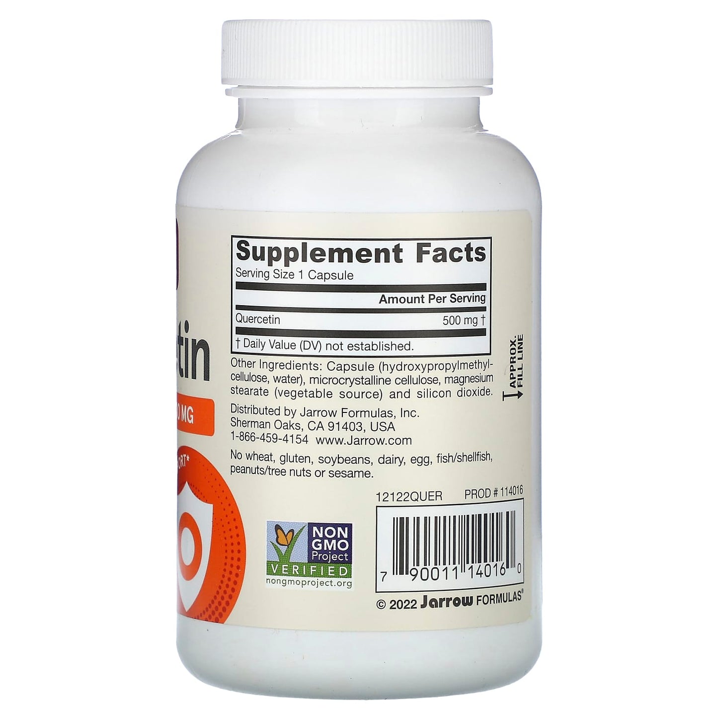Jarrow Formulas, Quercetin, 500 mg, 100 Veggie Caps UPC 790011140160 | HiLife Vitamins