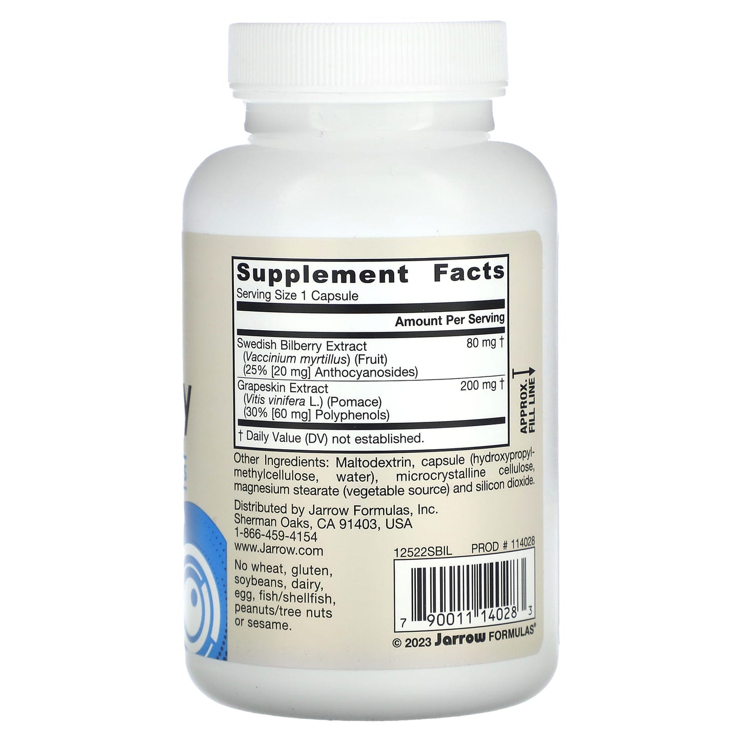 Jarrow Formulas, Bilberry + Grapeskin Polyphenols, 120 Veggie Caps UPC 790011140283 | HiLife Vitamins