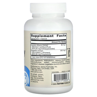 Jarrow Formulas, Bilberry + Grapeskin Polyphenols, 120 Veggie Caps UPC 790011140283 | HiLife Vitamins