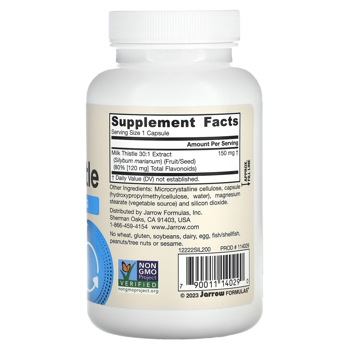 Jarrow Formulas, Standardized Milk Thistle, 150 mg, 200 Veggie Caps UPC 790011140290 | HiLife Vitamins