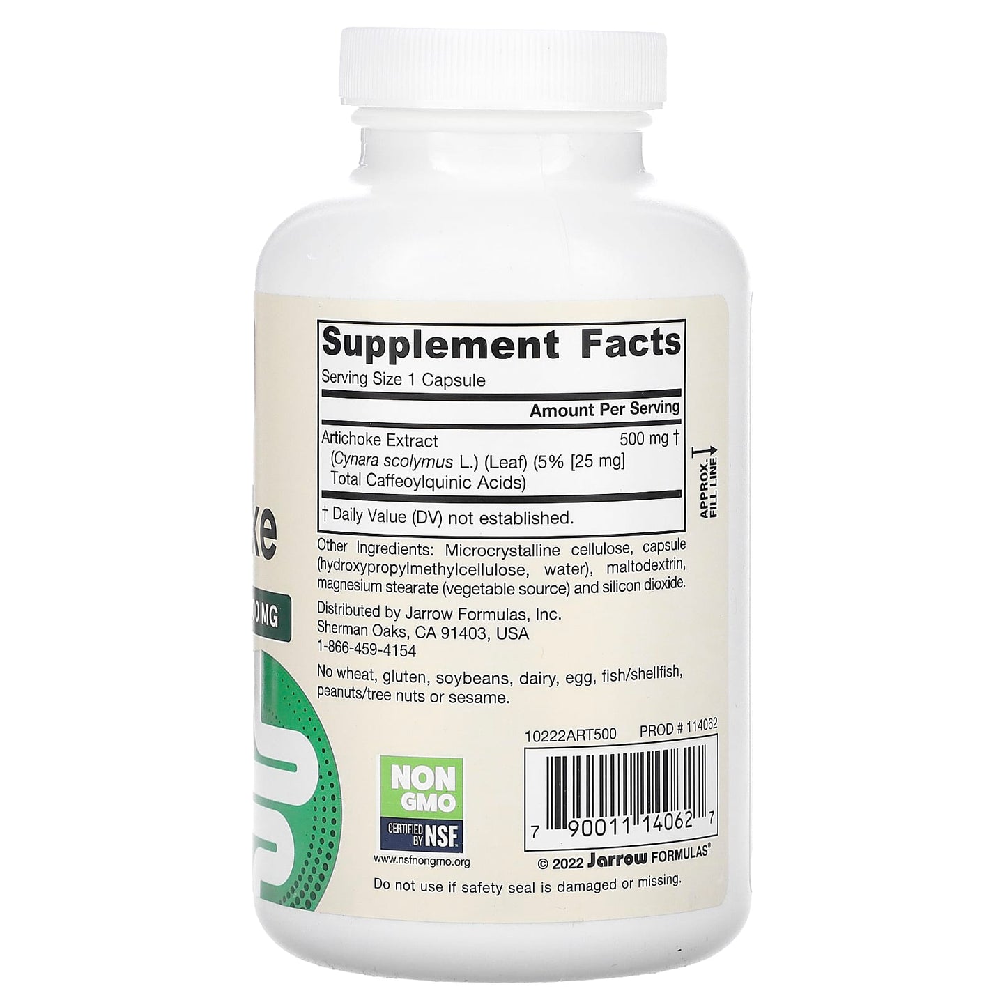 Jarrow Formulas, Artichoke, 180 Capsules UPC 790011140627 | HiLife Vitamins