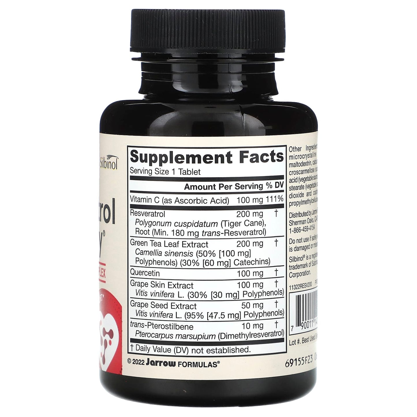 Jarrow Formulas, Resveratrol Synergy, 200 mg Total Resve, 60 Tablets UPC 790011140832 | HiLife Vitamins