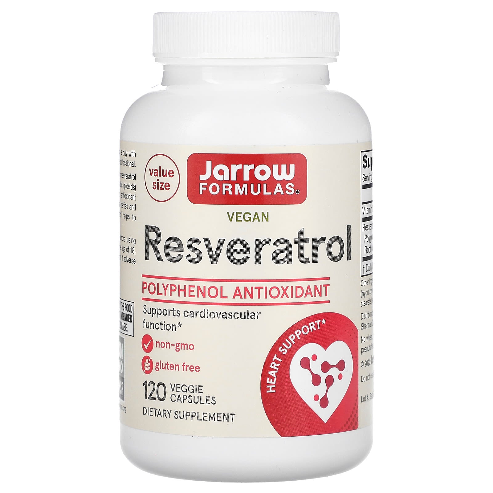 Jarrow Formulas, Resveratrol, 100 mg, 120 Veggie Caps UPC 790011140849 | HiLife Vitamins