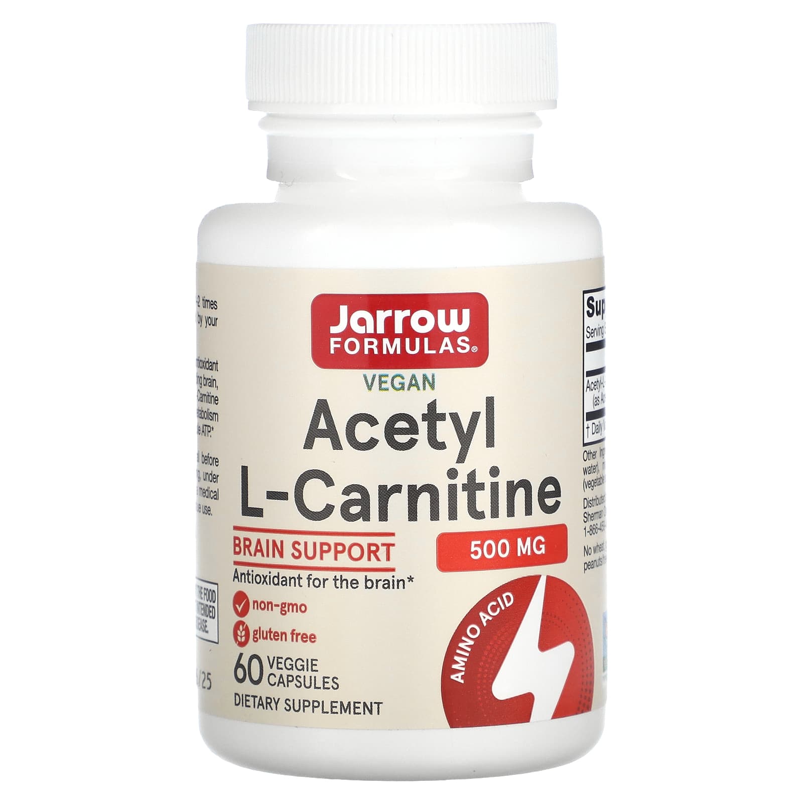 Jarrow Formulas, Acetyl L-Carnitine, 500 mg, 60 Veggie Caps UPC 790011150374 | HiLife Vitamins