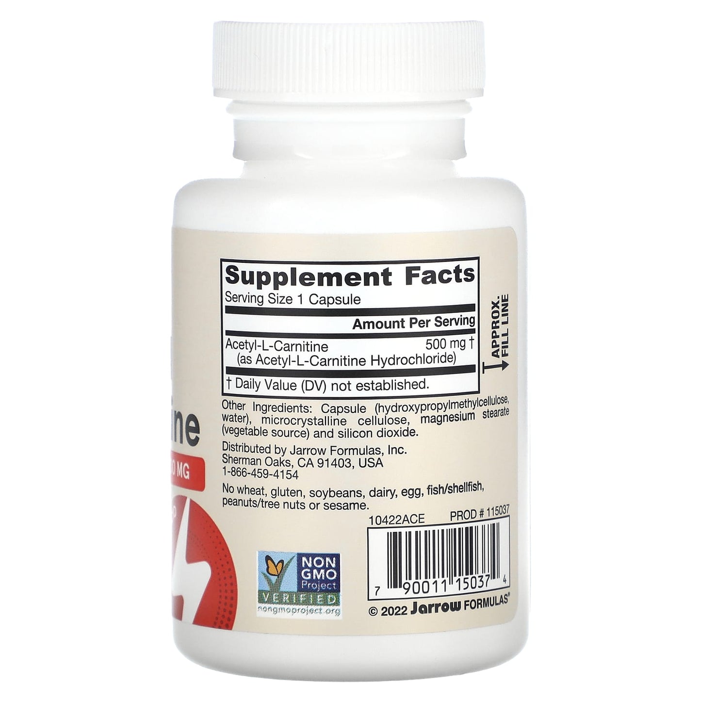 Jarrow Formulas, Acetyl L-Carnitine, 500 mg, 60 Veggie Caps UPC 790011150374 | HiLife Vitamins