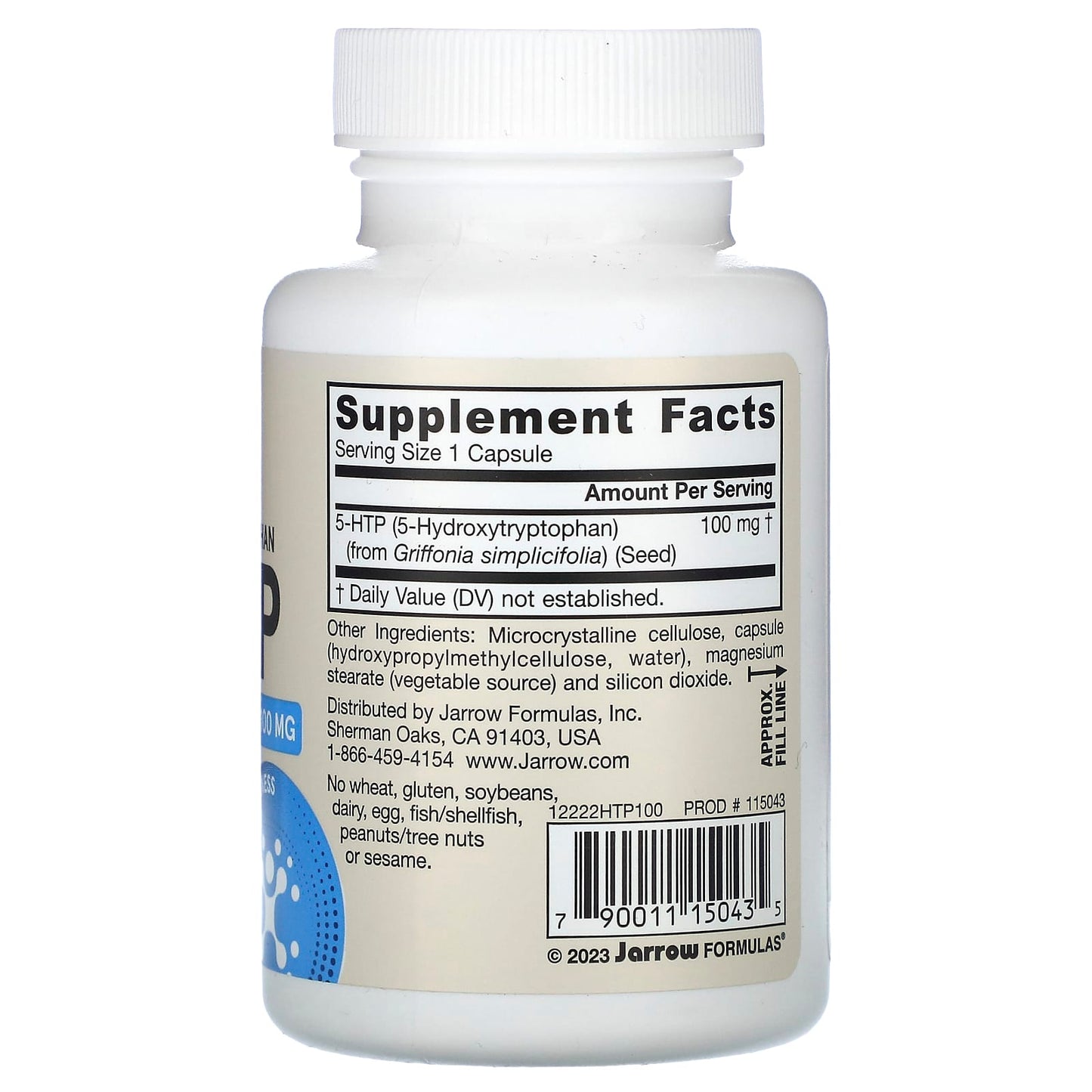 Jarrow Formulas, 5-HTP, 100 mg, 60 Capsules UPC 790011150435 | HiLife Vitamins