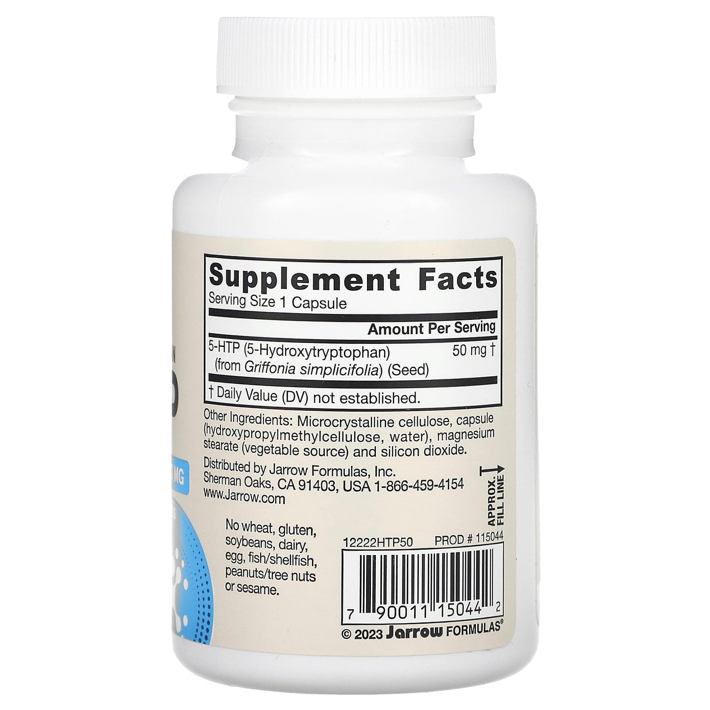 Jarrow Formulas, 5-HTP, 50 mg, 90 Capsules UPC 790011150442 | HiLife Vitamins